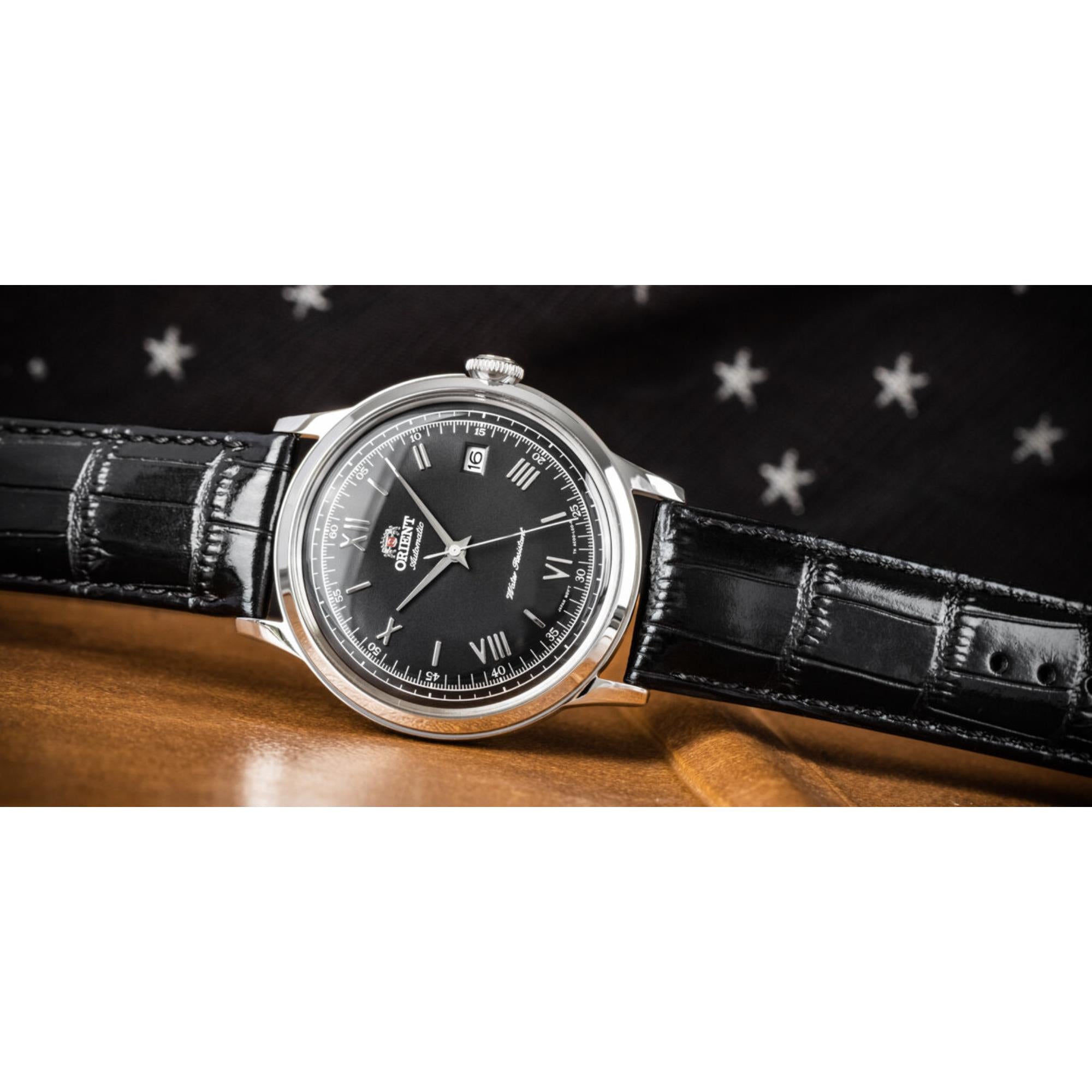 ORIENT Classic Bambino 2nd Generation Version2 Automatic Black Dial Leather Strap Men's Watch TAC0000AB0