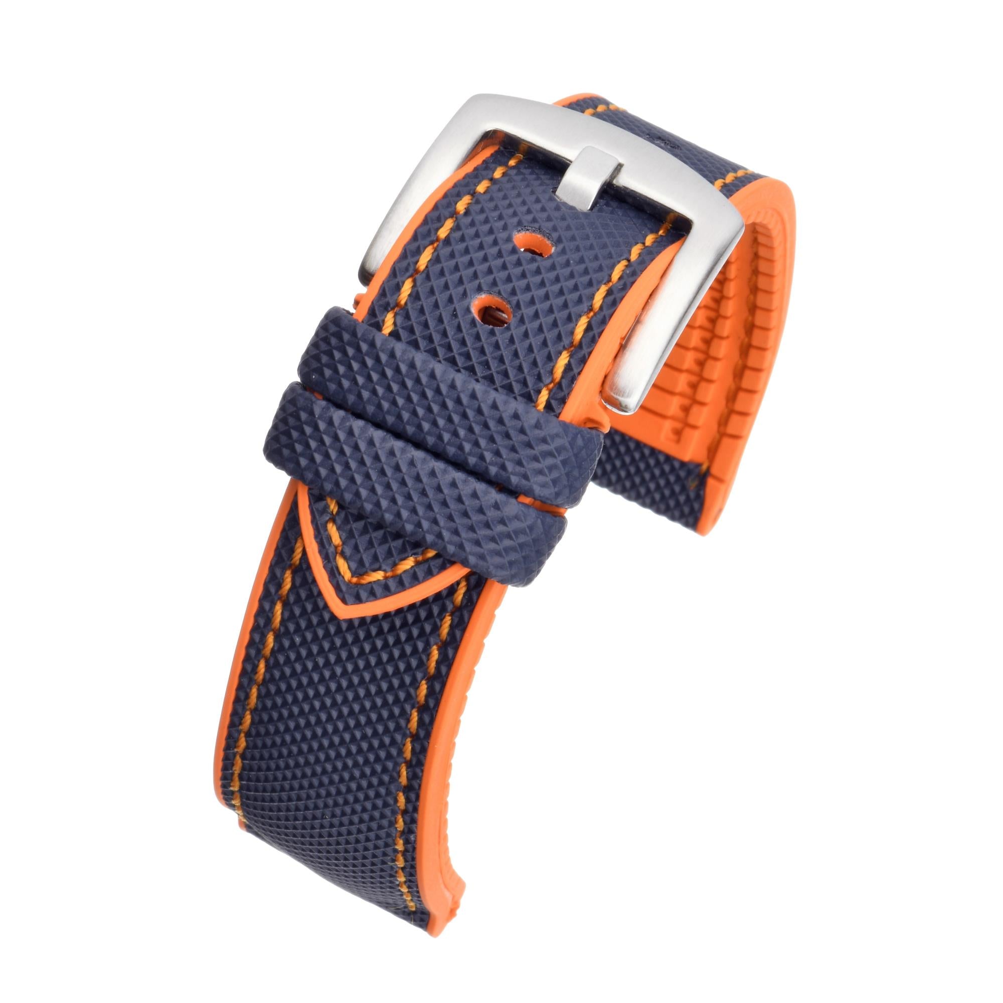 LBS Navy/Orange Premium Waterproof Hybrid Men's Watch Strap WS250/22
