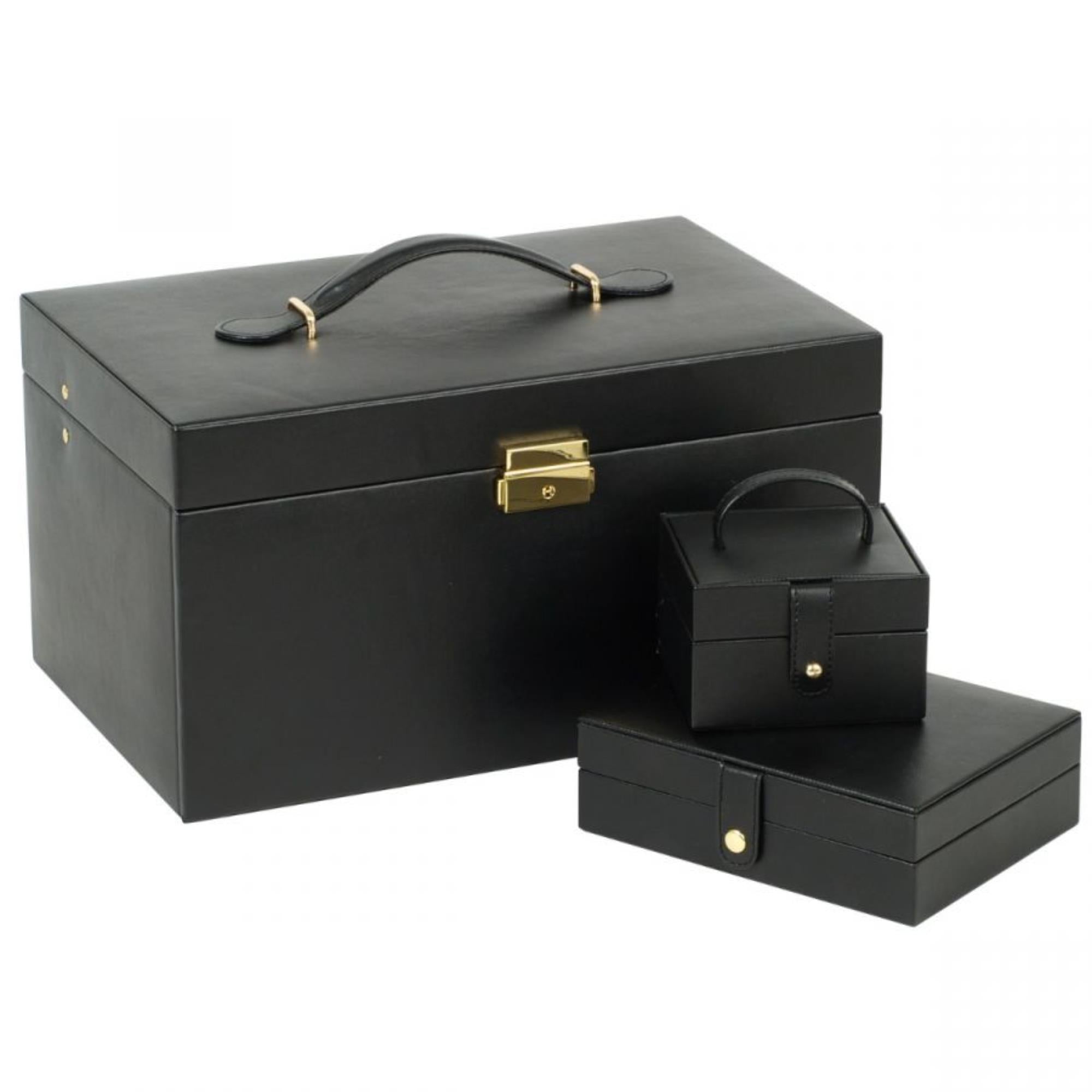 WOLF Heritage Large Jewelry Box Black Leather 280202