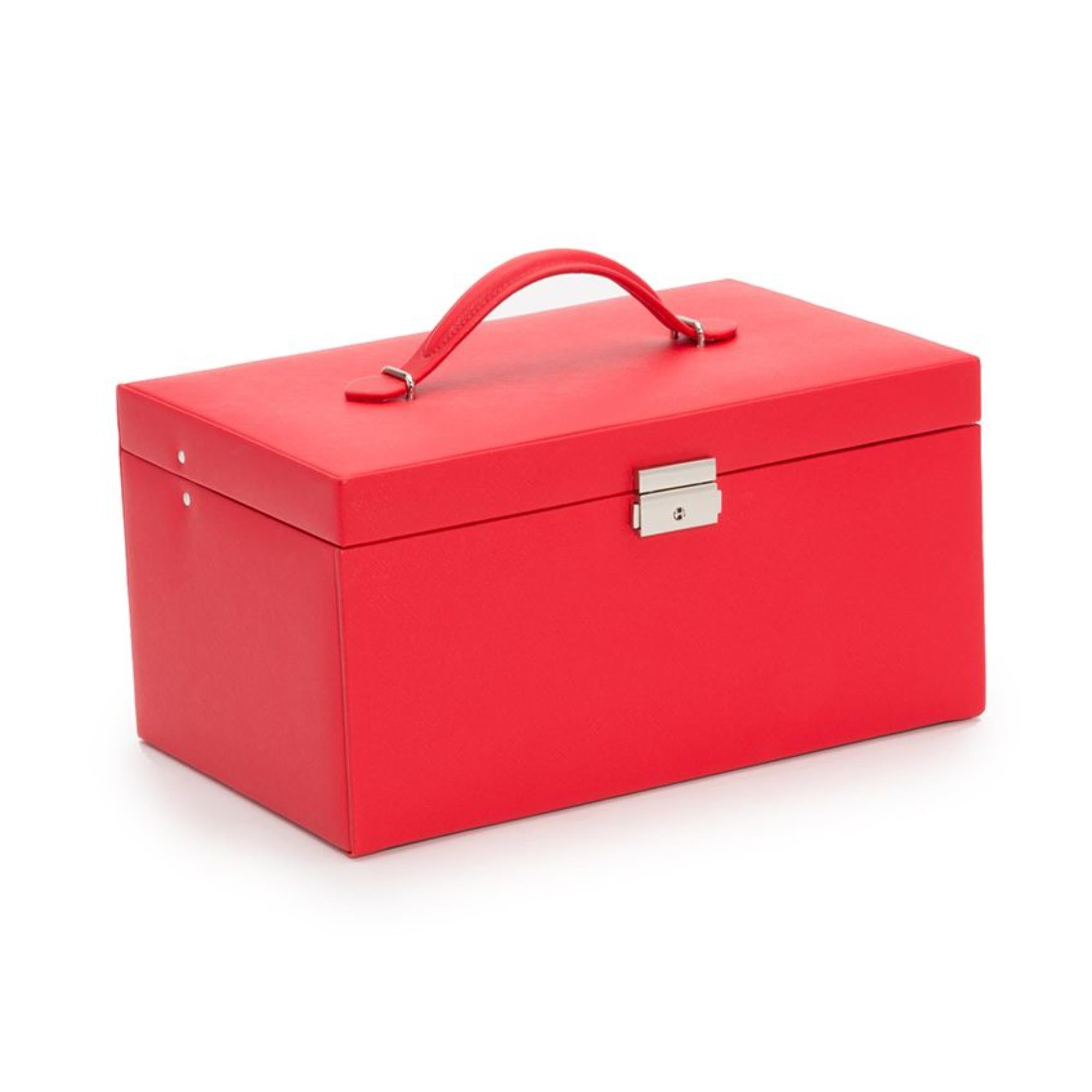WOLF Heritage Large Jewelry Box Red Saffiano Leather 280214