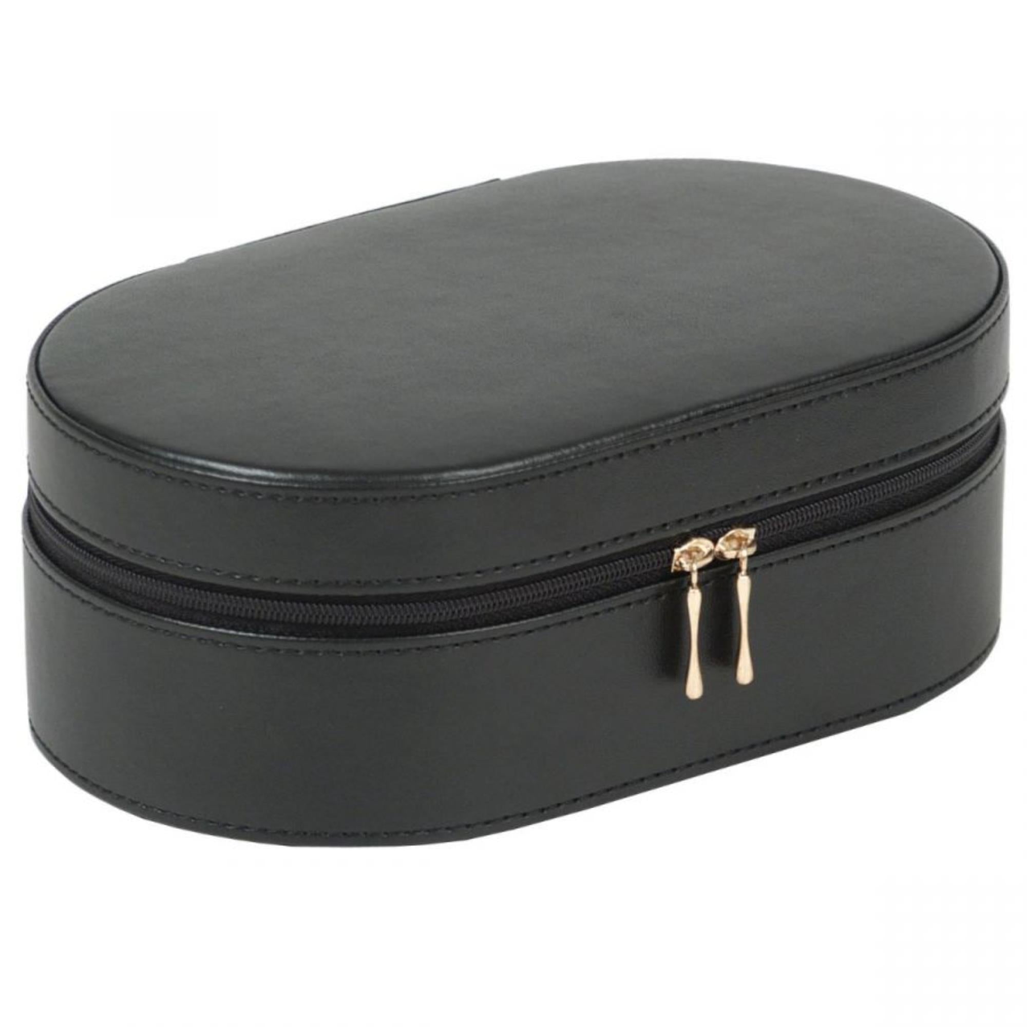 WOLF Heritage Oval Zip Case Black Leather 280602