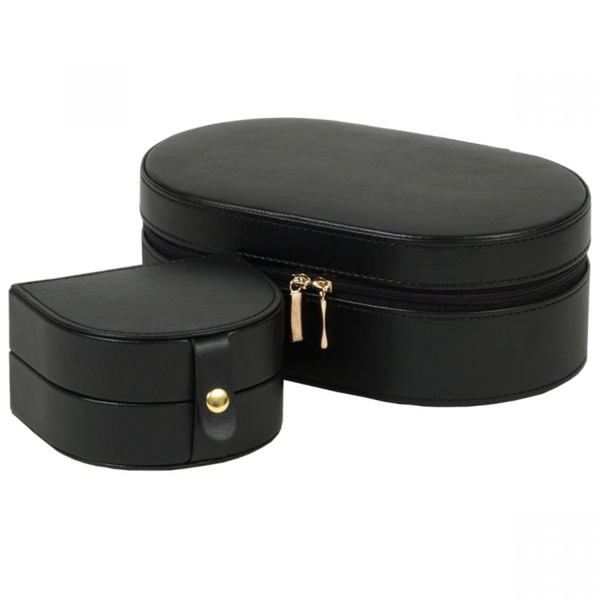 WOLF Heritage Oval Zip Case Black Leather 280602