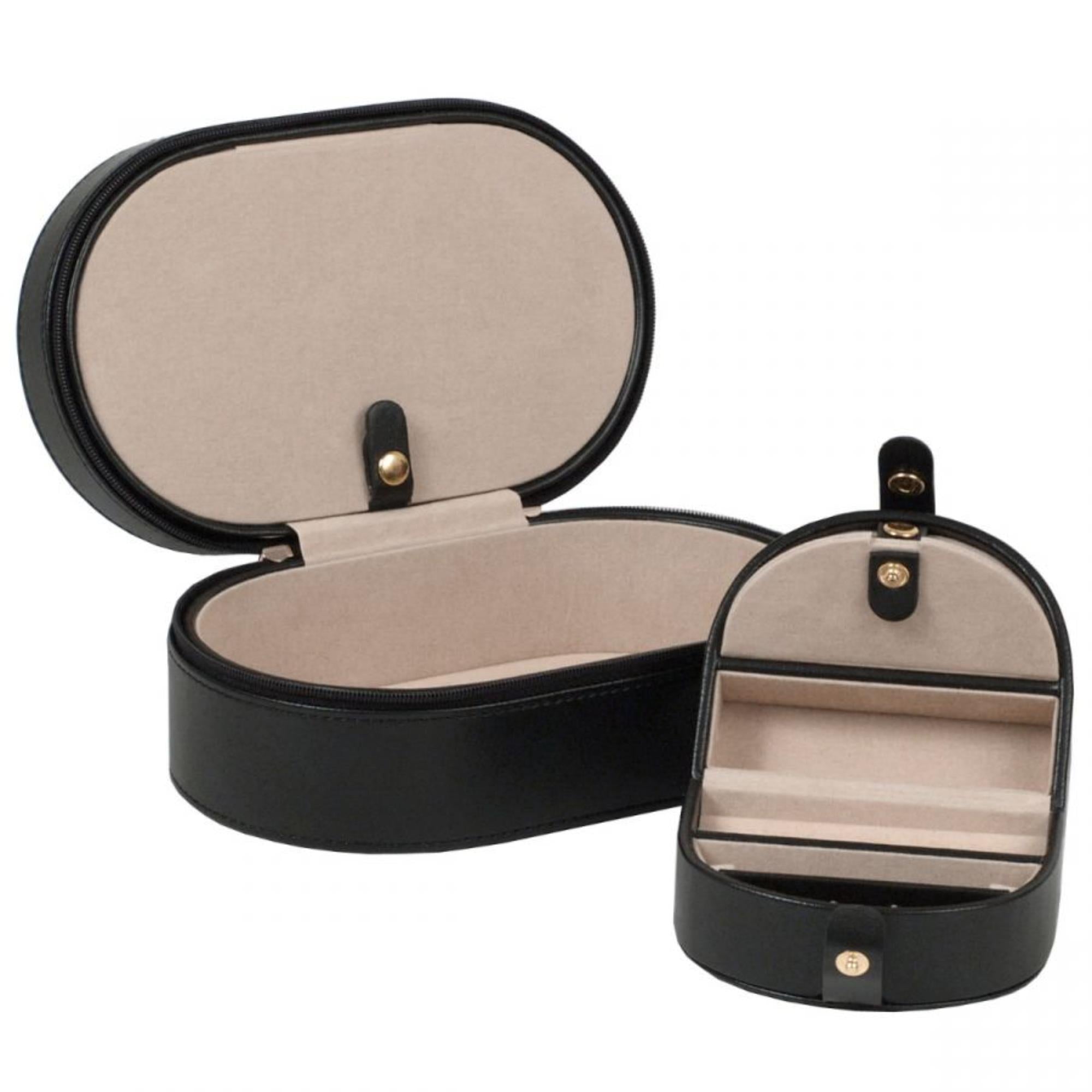 WOLF Heritage Oval Zip Case Black Leather 280602