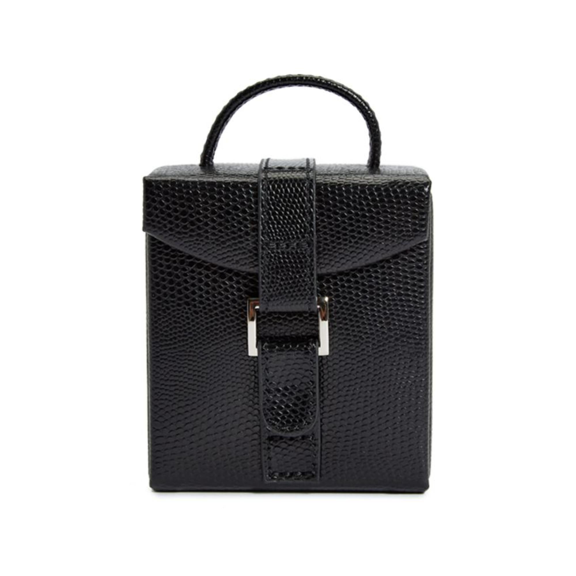 WOLF Heritage Fold-Out Jewelry Box Black Leather 281202