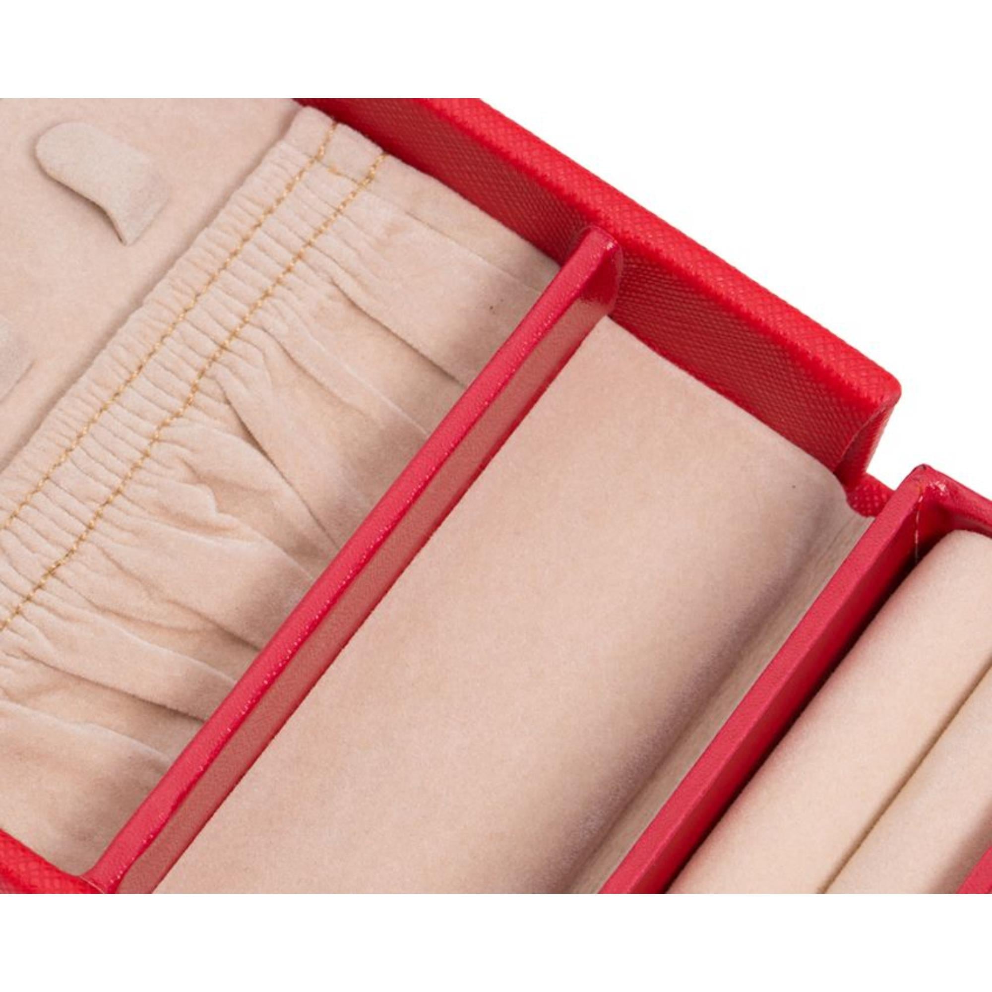 WOLF Heritage Fold-Out Jewelry Box Red Saffiano Leather 281214