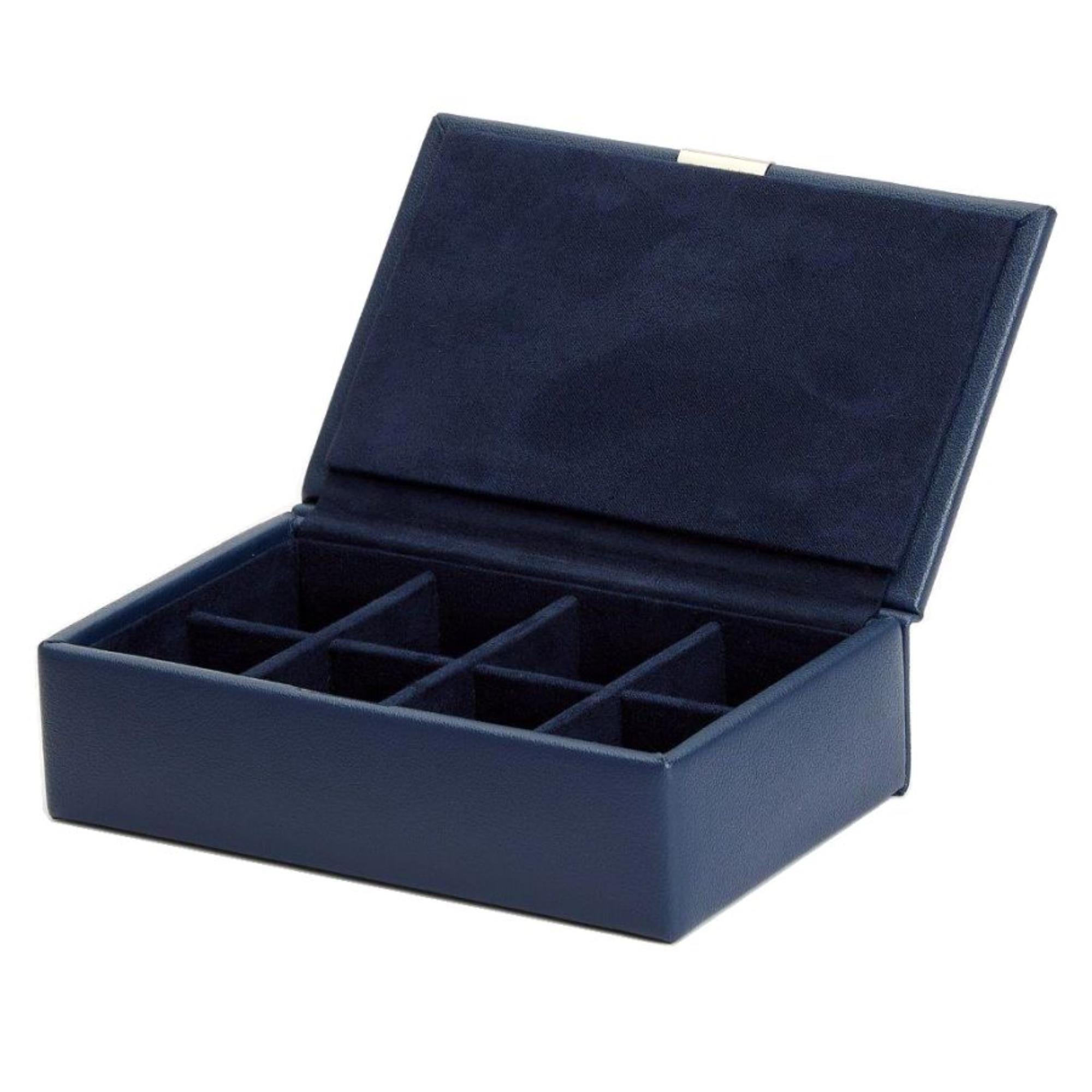 WOLF Heritage 8-Piece Cufflink Box Navy Leather 290217