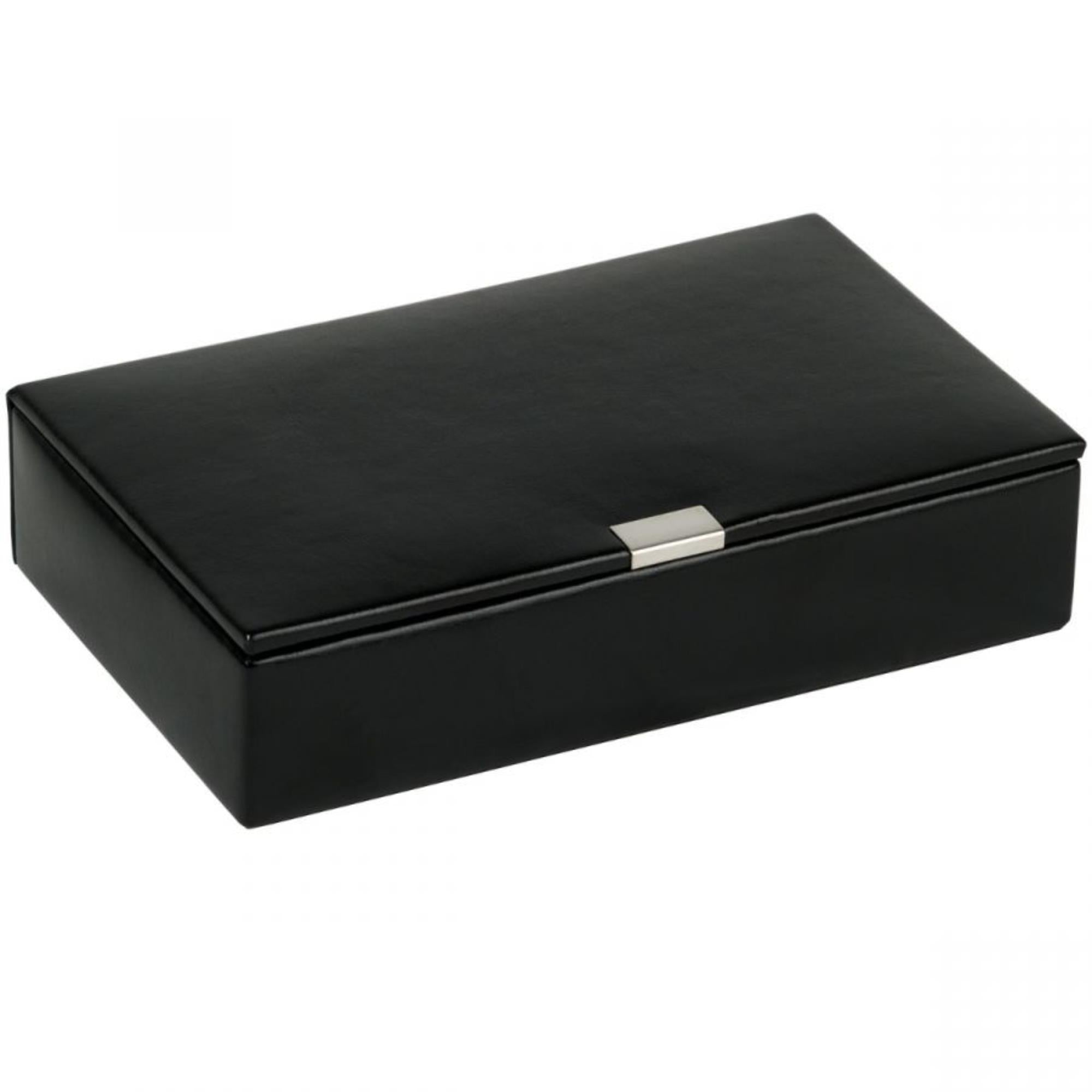 WOLF Heritage 15-Piece Cufflink Box Black Leather 290502