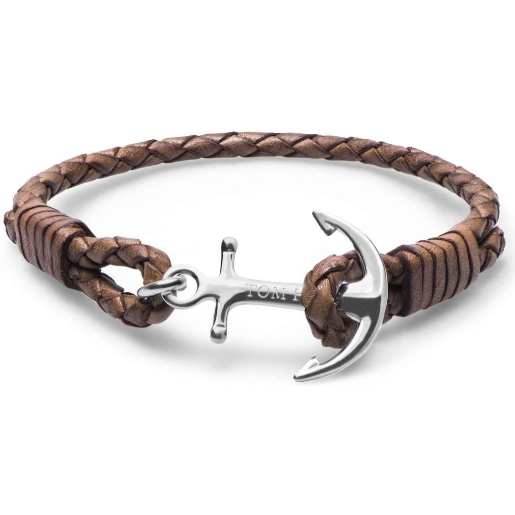 Tom Hope Cognac Brown Men’s Anchor Bracelet TM0221