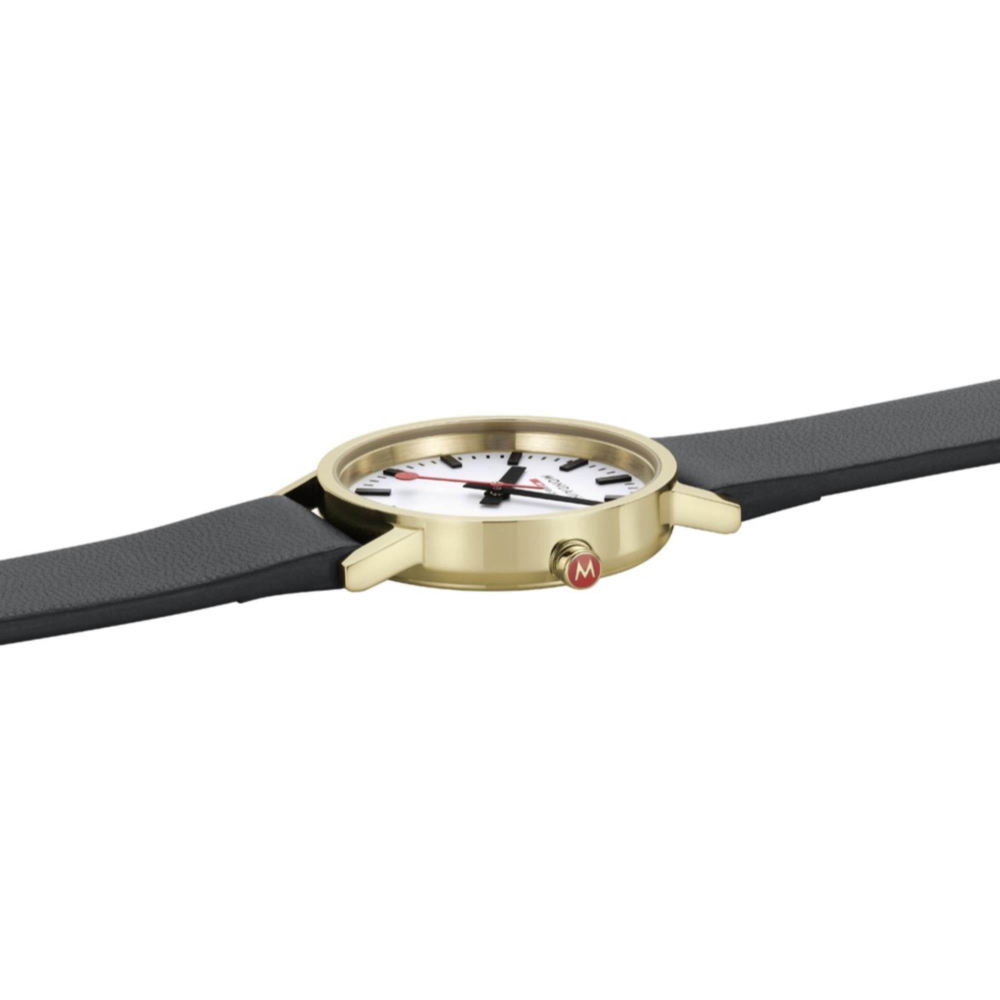 Mondaine Classic White Dial Black Leather Strap Women’s Watch A658.30323.10SBBV
