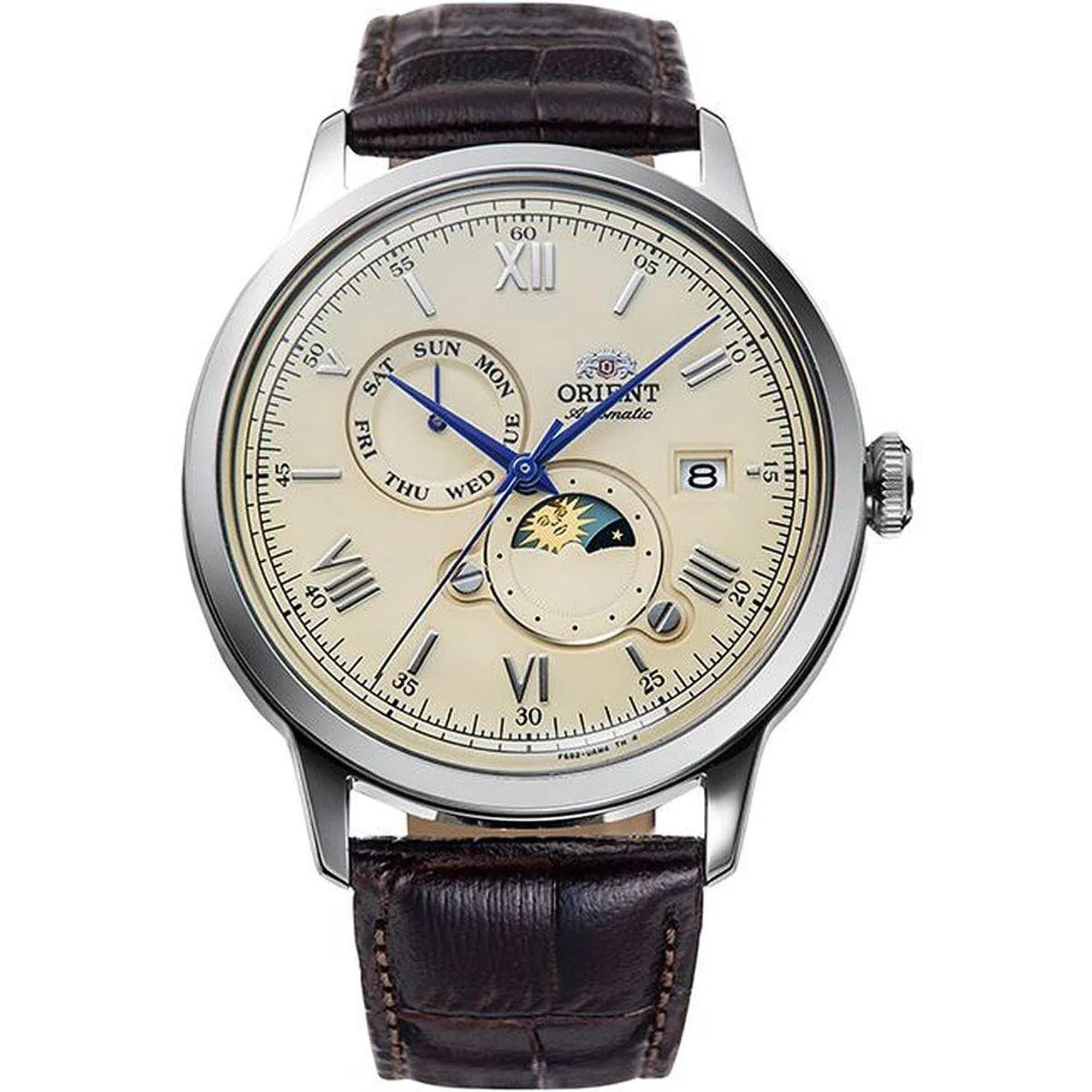 Orient Bambino Sun & Moon Automatic Beige Dial Men's Watch RA-AK0803Y30B