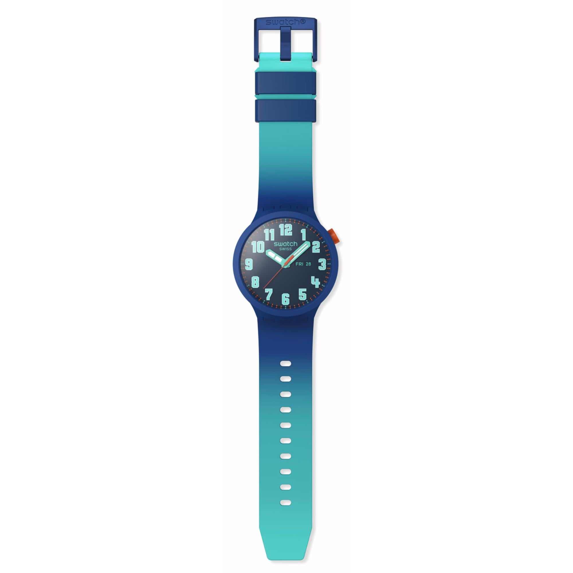 Swatch Essentially Bold Blue Dial Silicone Strap Unisex Watch SB01N700