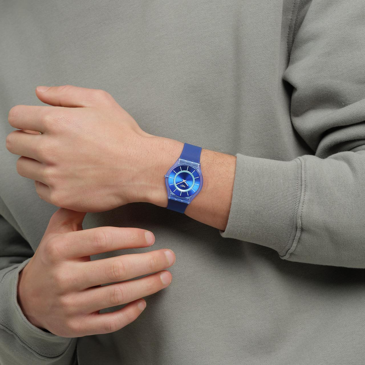 Swatch Jammy Grape Dream Blue Dial Silicone Strap Unisex Watch SS08I100