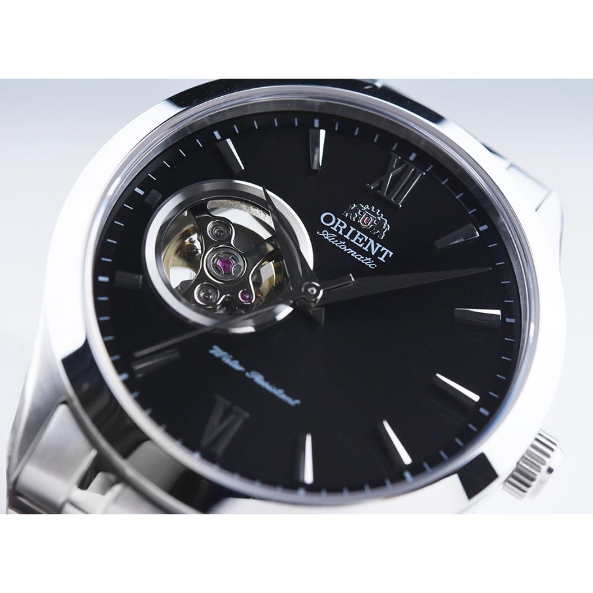 Orient Contemporary Open-Heart Automatic Black Dial Steel Strap Men's Watch TAG03001B0