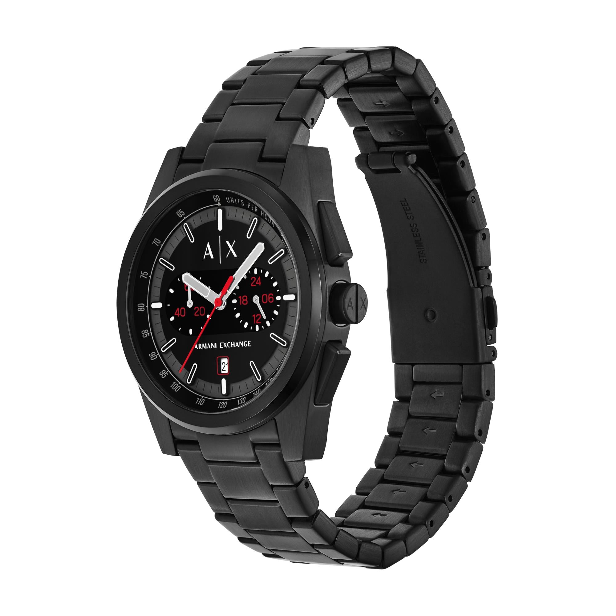 Armani Exchange Parker 42mm Black Dial Steel Mens Watch AX2864