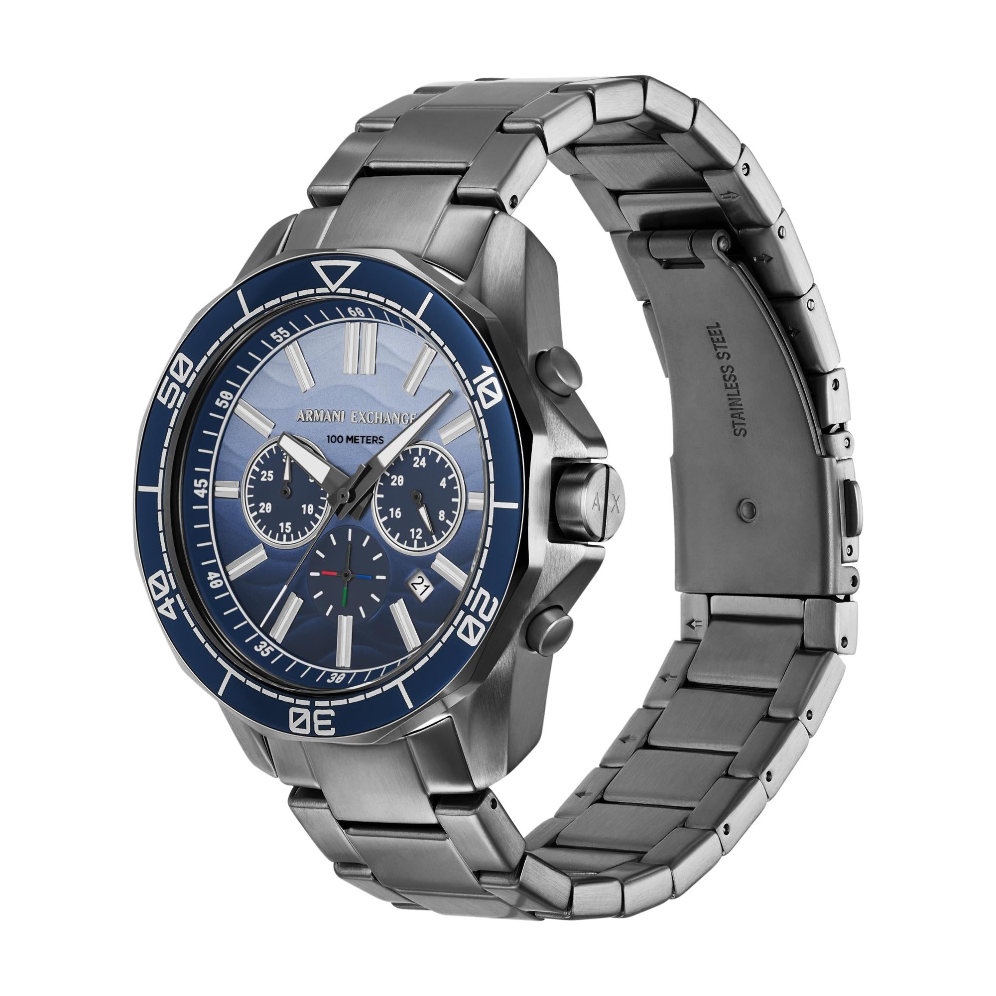 Armani Exchange Spencer Chronograph Quartz Blue Dial Stainless Steel Strap Men's Watch AX1967