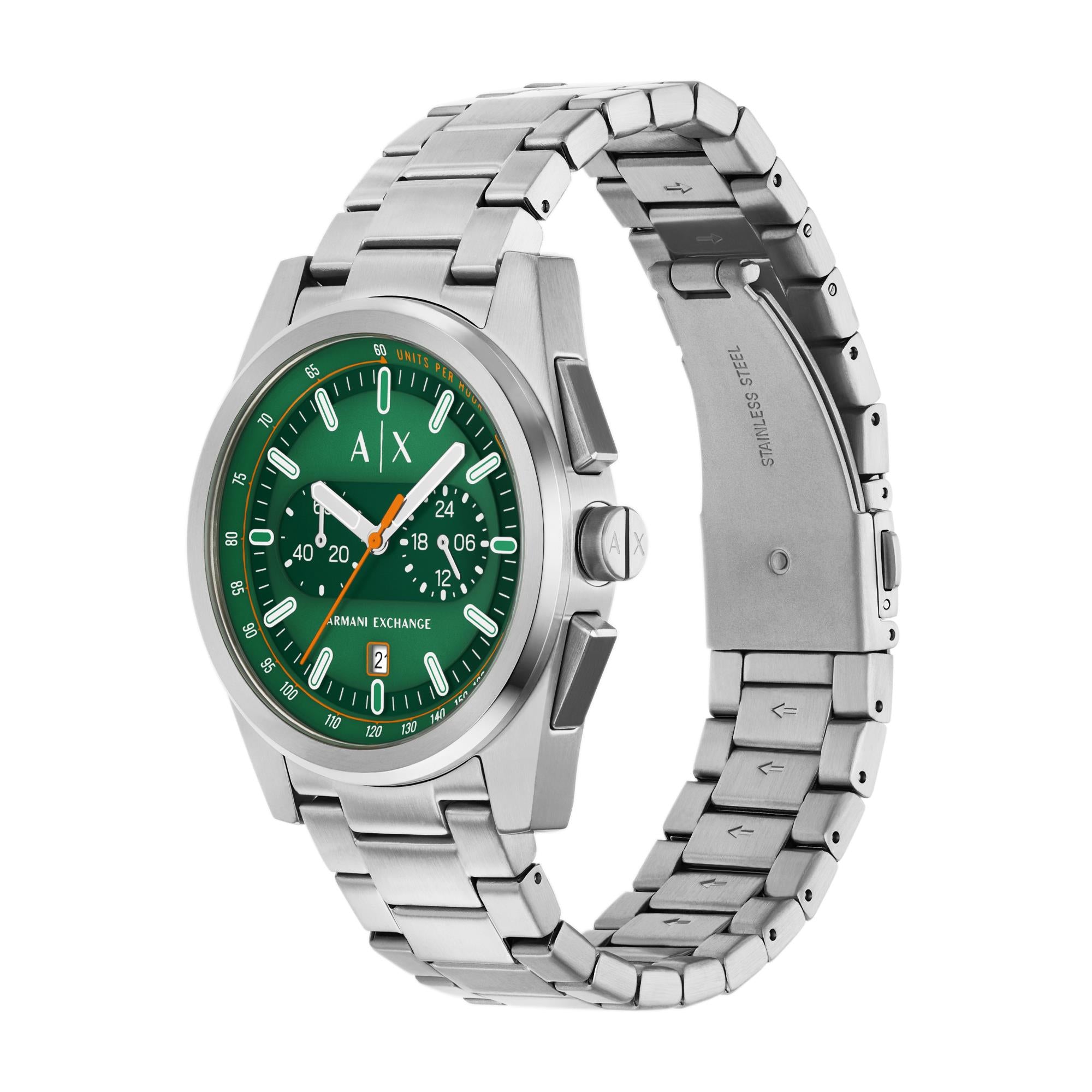 Armani Exchange Parker Chronograph Quartz Green Dial Stainless Steel Men's Watch AX2862