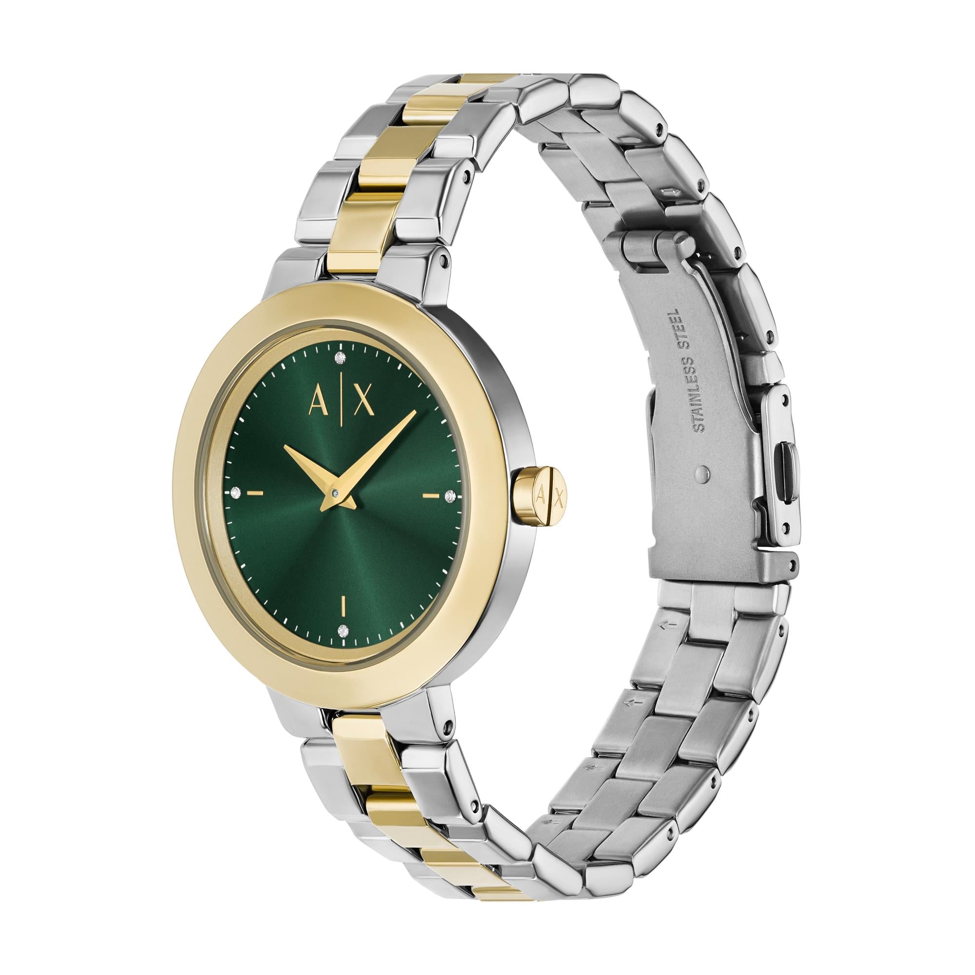 Armani Exchange Jackie Quartz Green Dial Stainless Steel Strap Ladies Watch AX5176