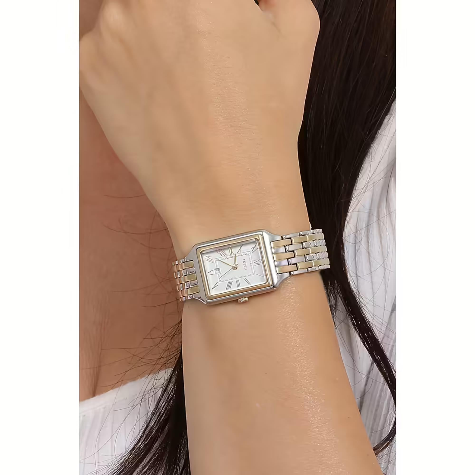 Fossil Raquel Two-Tone Silver Dial Stainless Steel Ladies Watch ES5368
