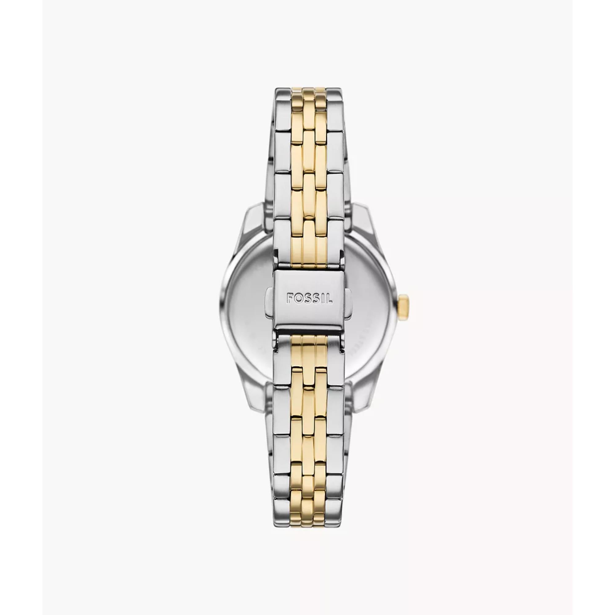 Fossil Scarlette Two-Tone Green Dial Stainless Steel Ladies Watch ES5388