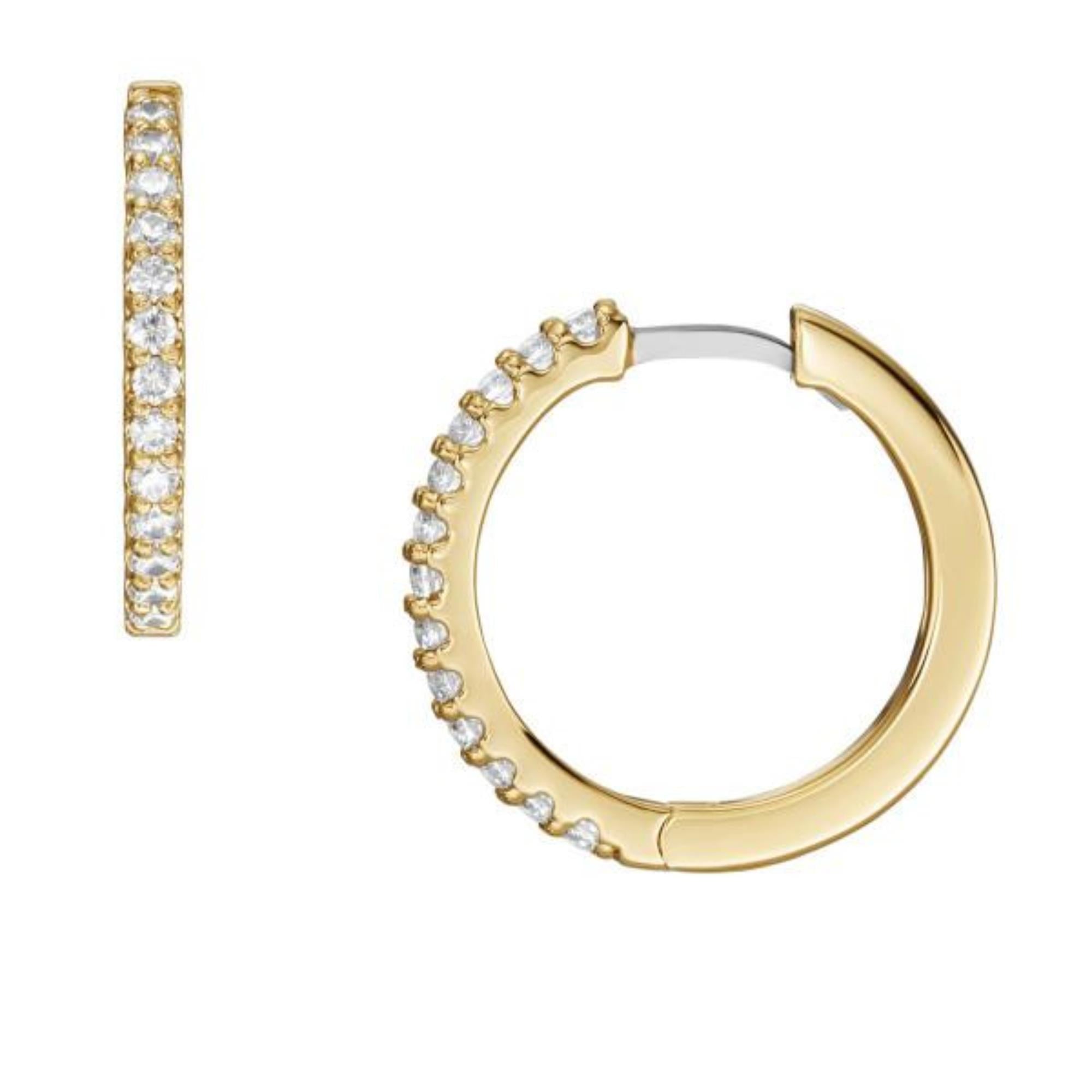 Fossil Ellis Pavé Glitz Gold-Tone Brass Hoop Ladies Earrings JA7215710