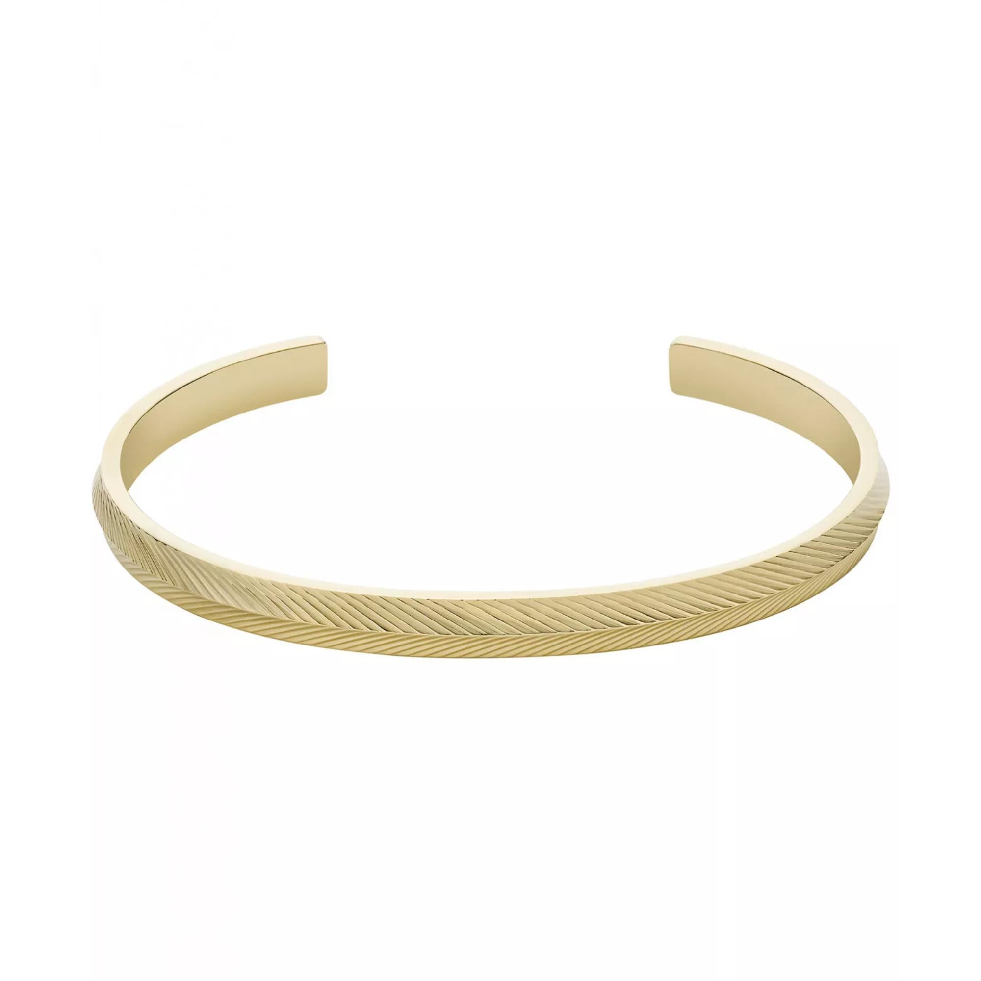 Fossil Harlow Linear Texture Gold-Tone Stainless Steel Bangle Ladies Bracelet JF04117710