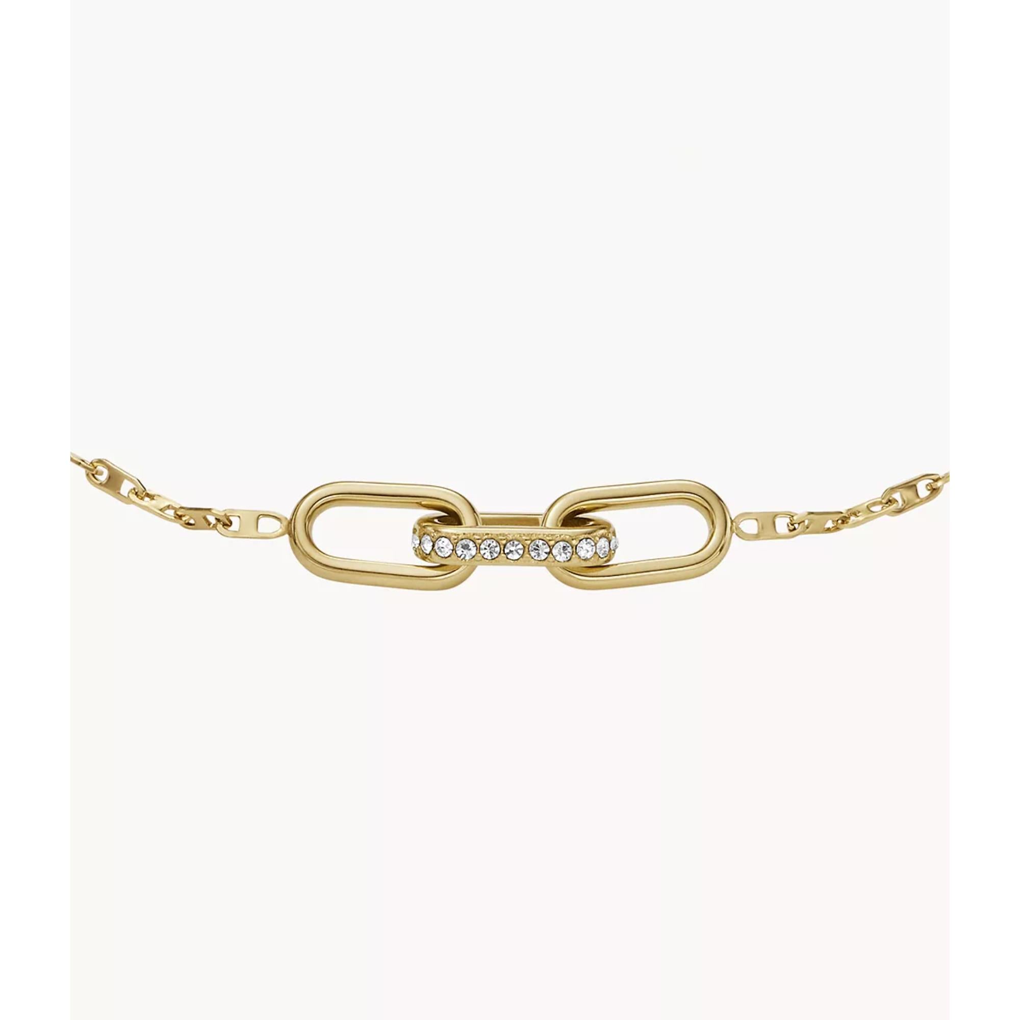 Fossil Heritage D-Link Gold-Tone Stainless Steel Chain Ladies Bracelet JF04525710