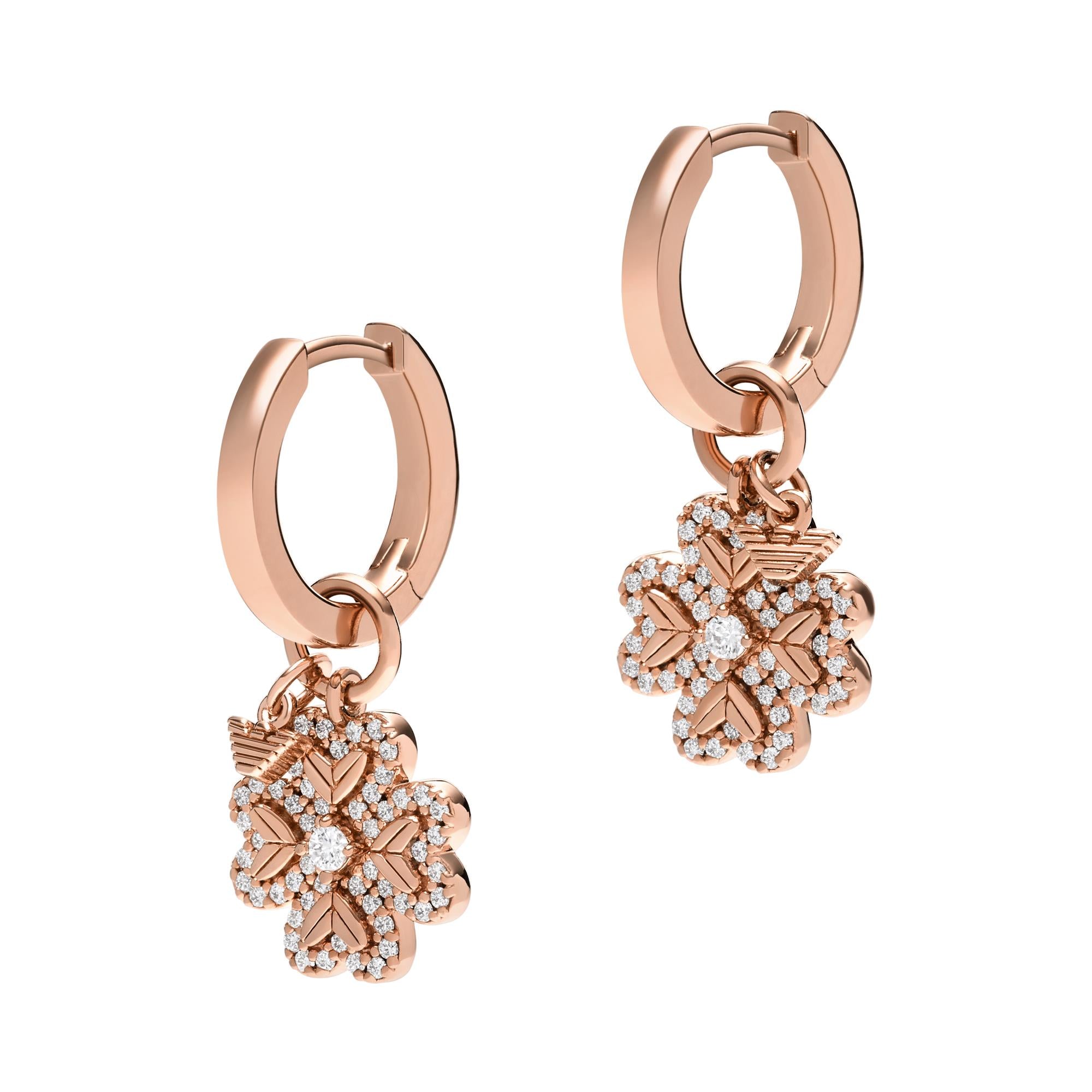 Emporio Armani Rose Gold-Tone Sterling Silver Hoop Ladies Earrings EG3610221