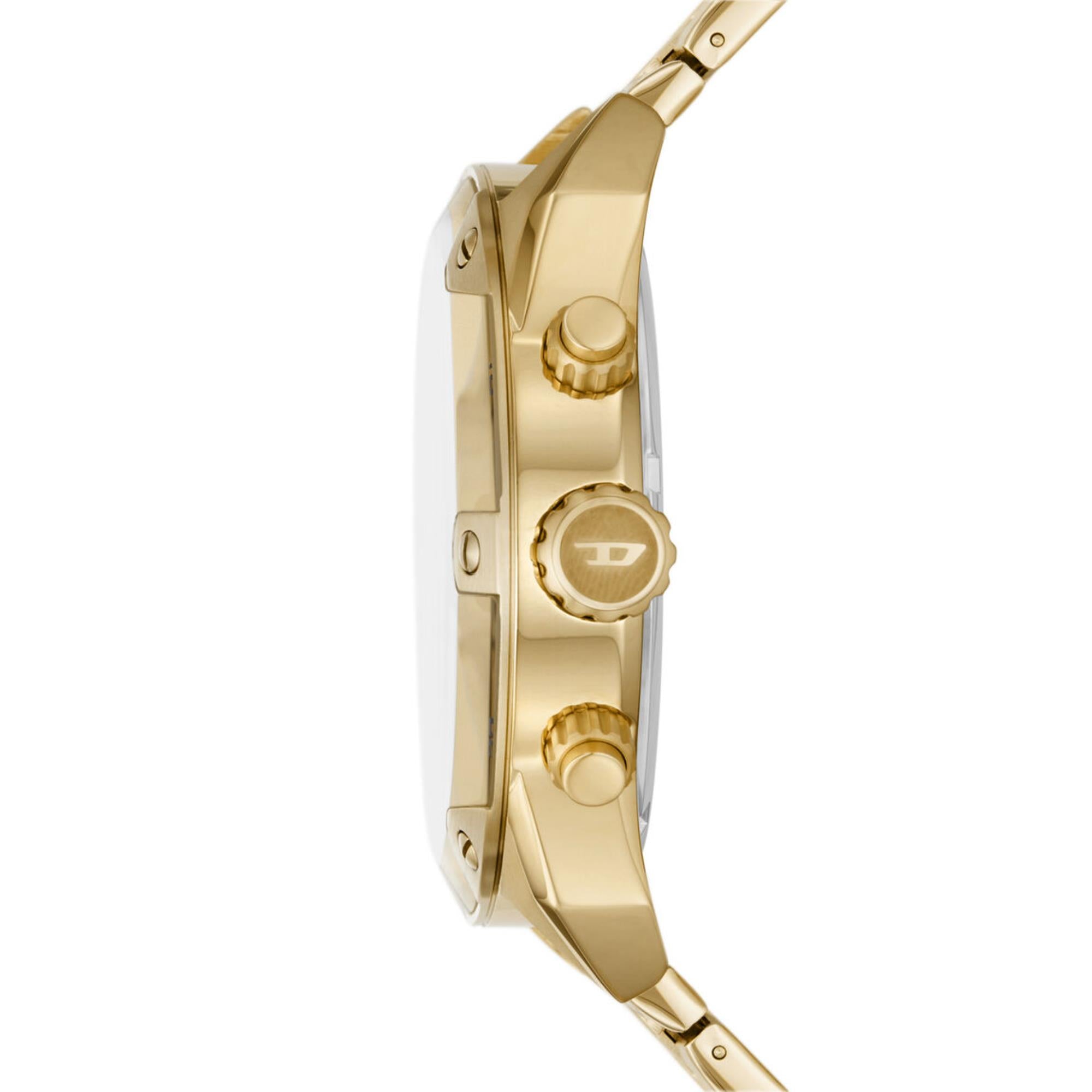 Diesel Spiked Chronograph Gold-Tone Gold Dial Stainless Steel Strap Men's Watch DZ4608