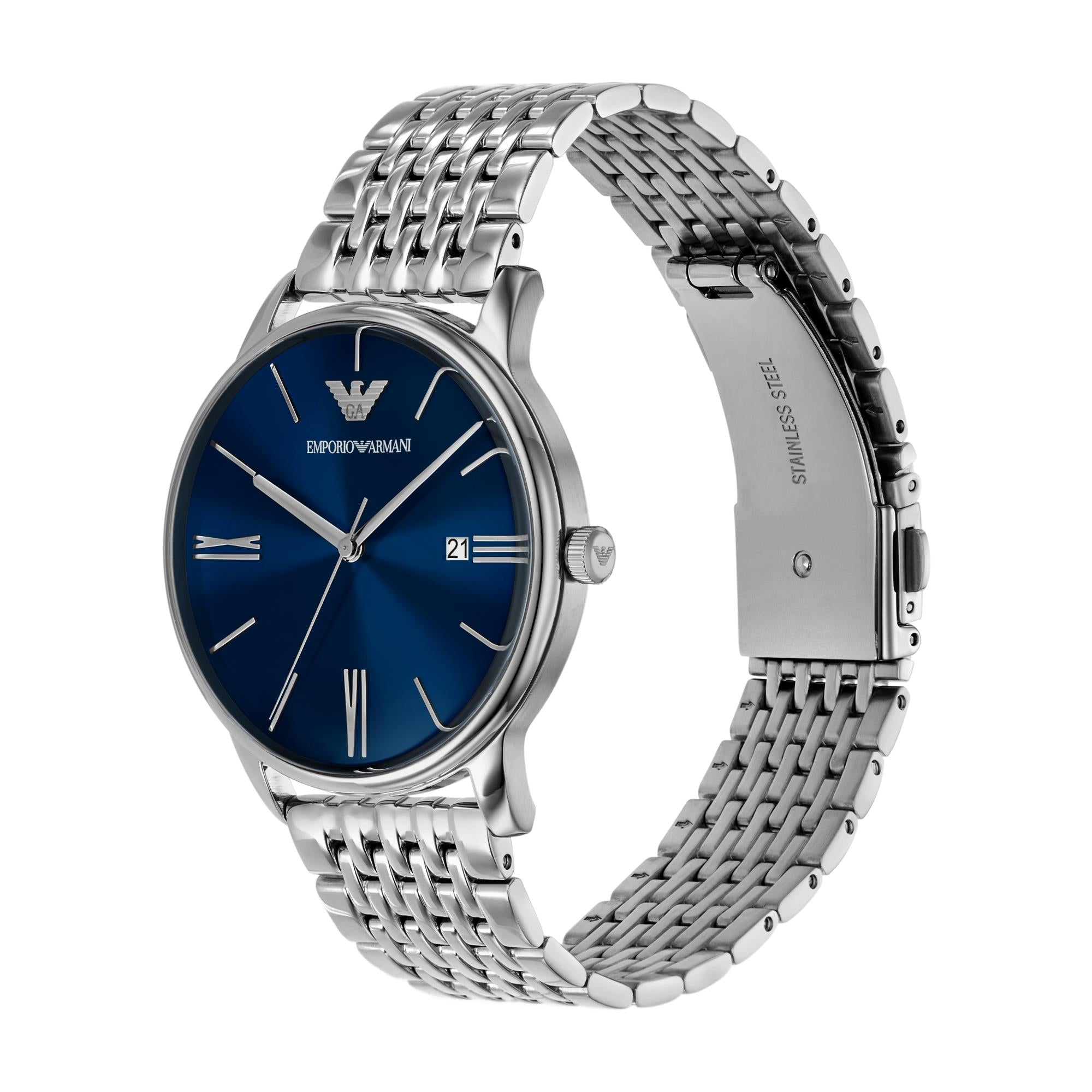 Emporio Armani Blue Dial Stainless Steel Strap Men's Watch AR11674