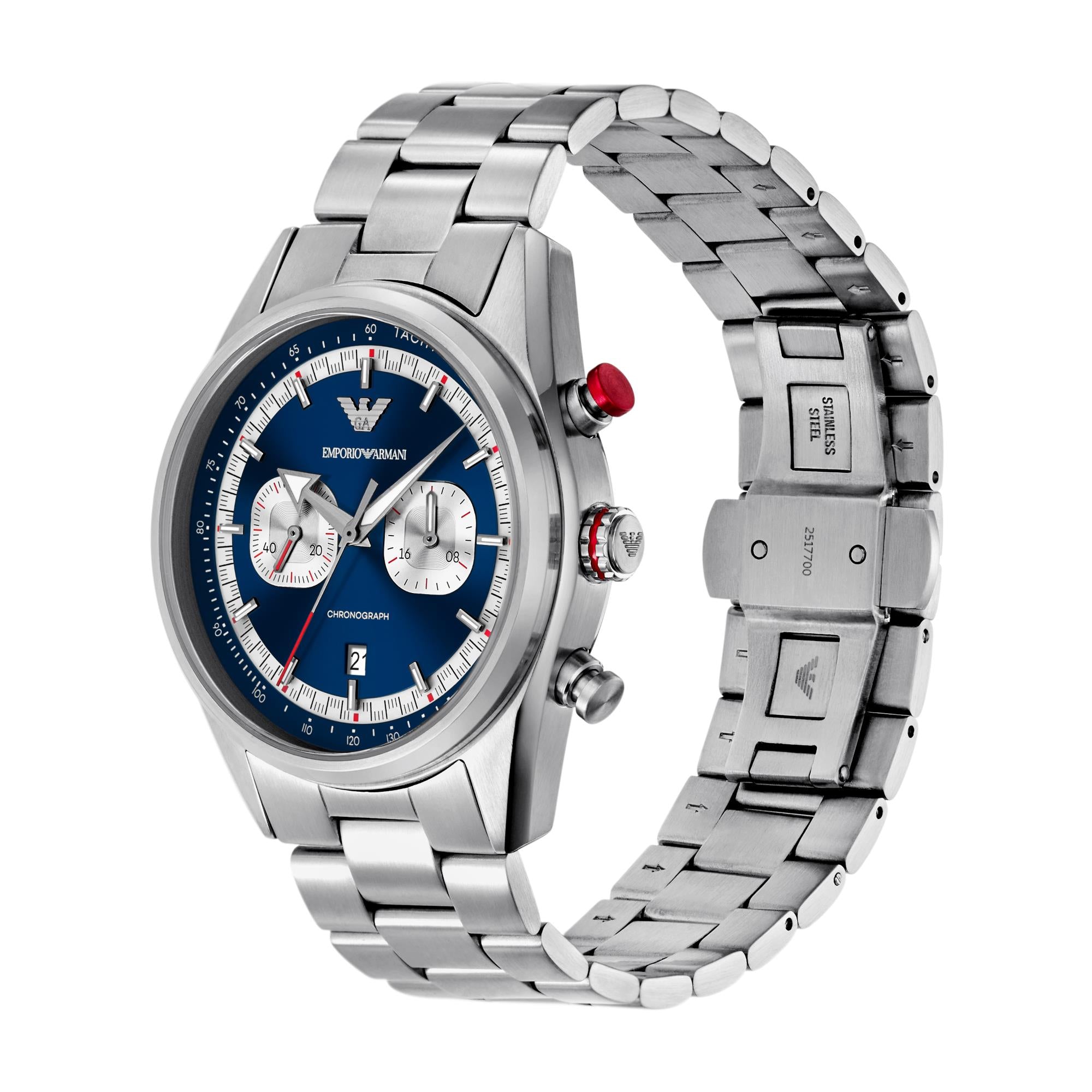 Emporio Armani Racer Chronograph Blue Dial Stainless Steel Men's Watch AR11676
