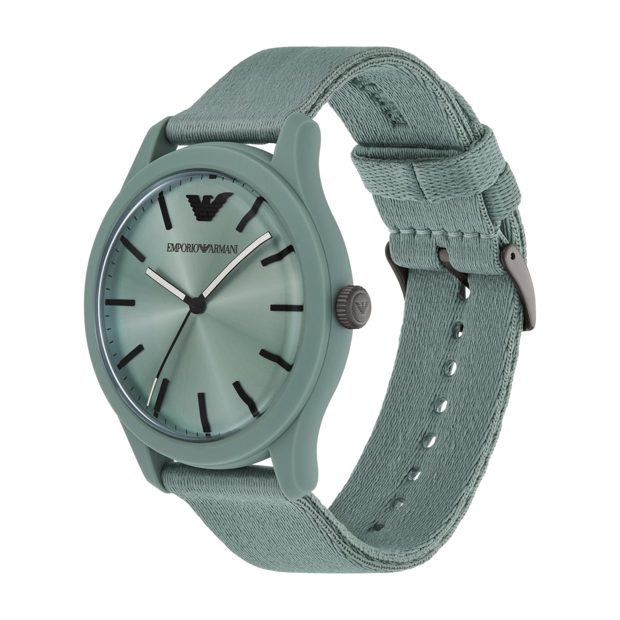 Emporio Armani Green #tide ocean material® Nylon Fabric Green Dial Men's Watch AR11654