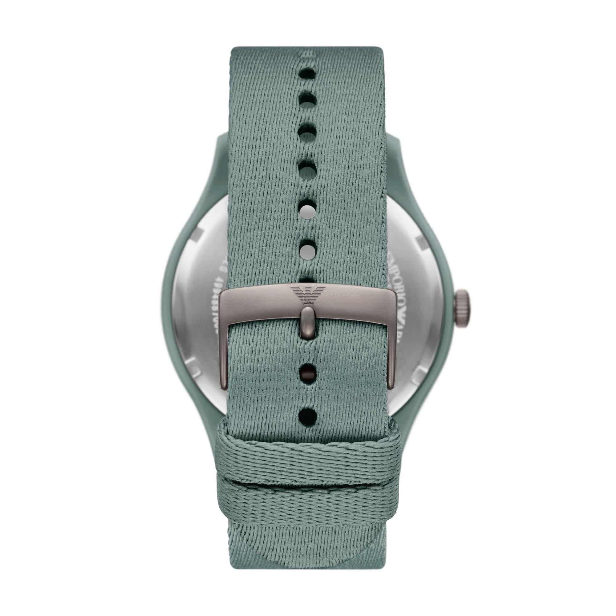 Emporio Armani Green #tide ocean material® Nylon Fabric Green Dial Men's Watch AR11654
