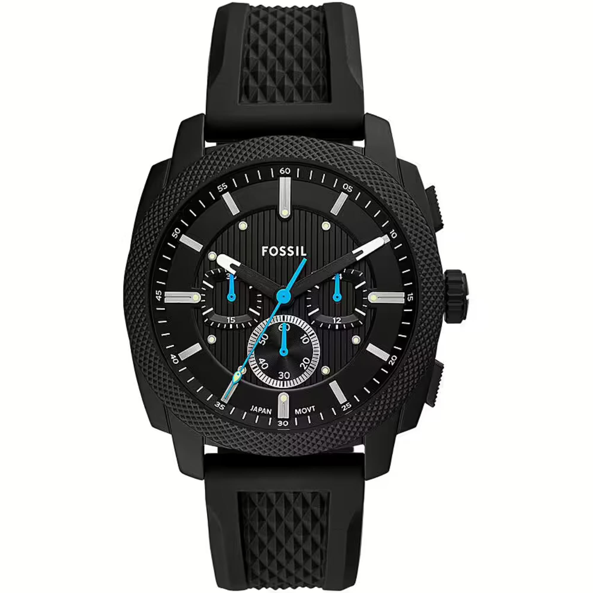 Fossil Machine Chronograph Black Dial Black Silicone Strap Men's Watch FS6099