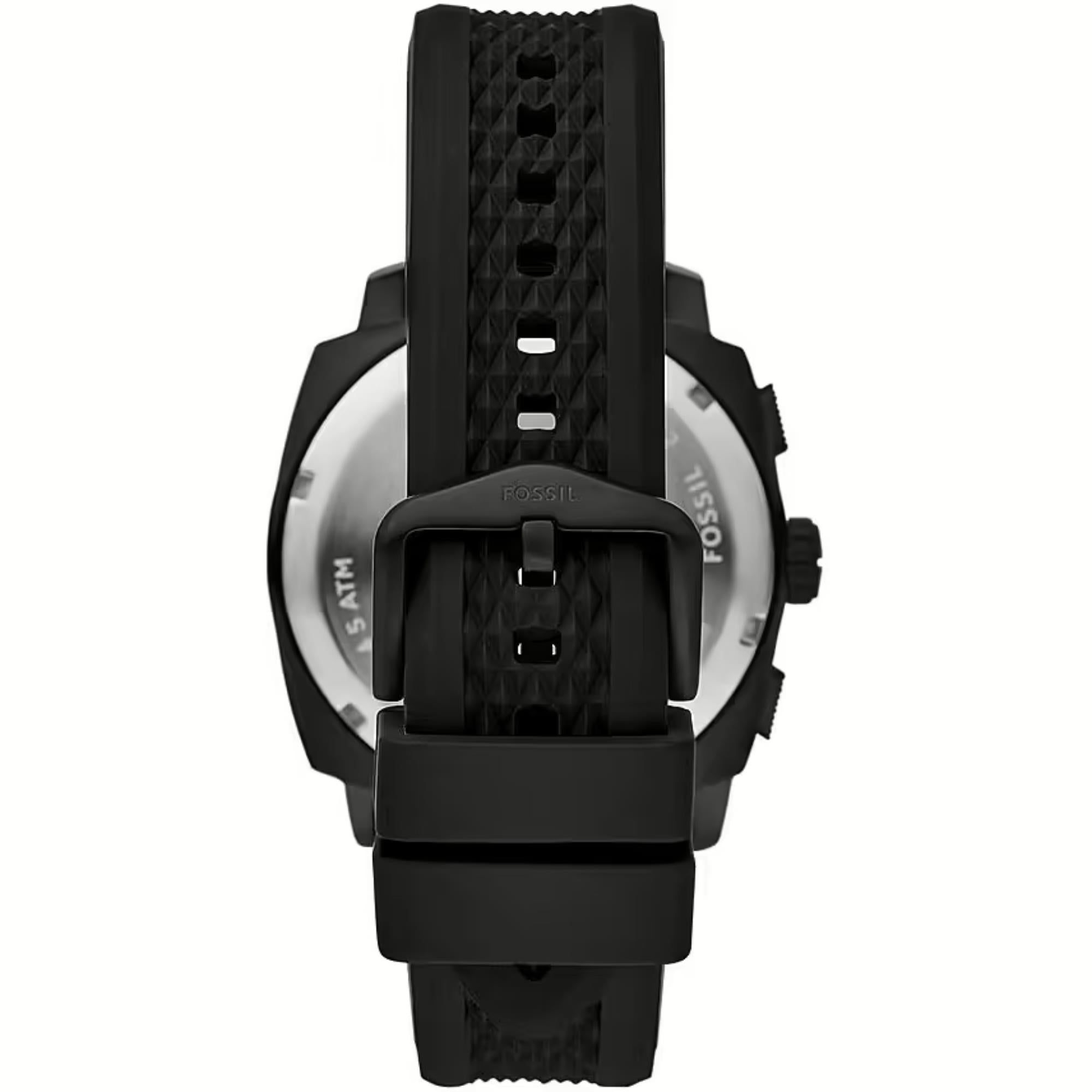Fossil Machine Chronograph Black Dial Black Silicone Strap Men's Watch FS6099