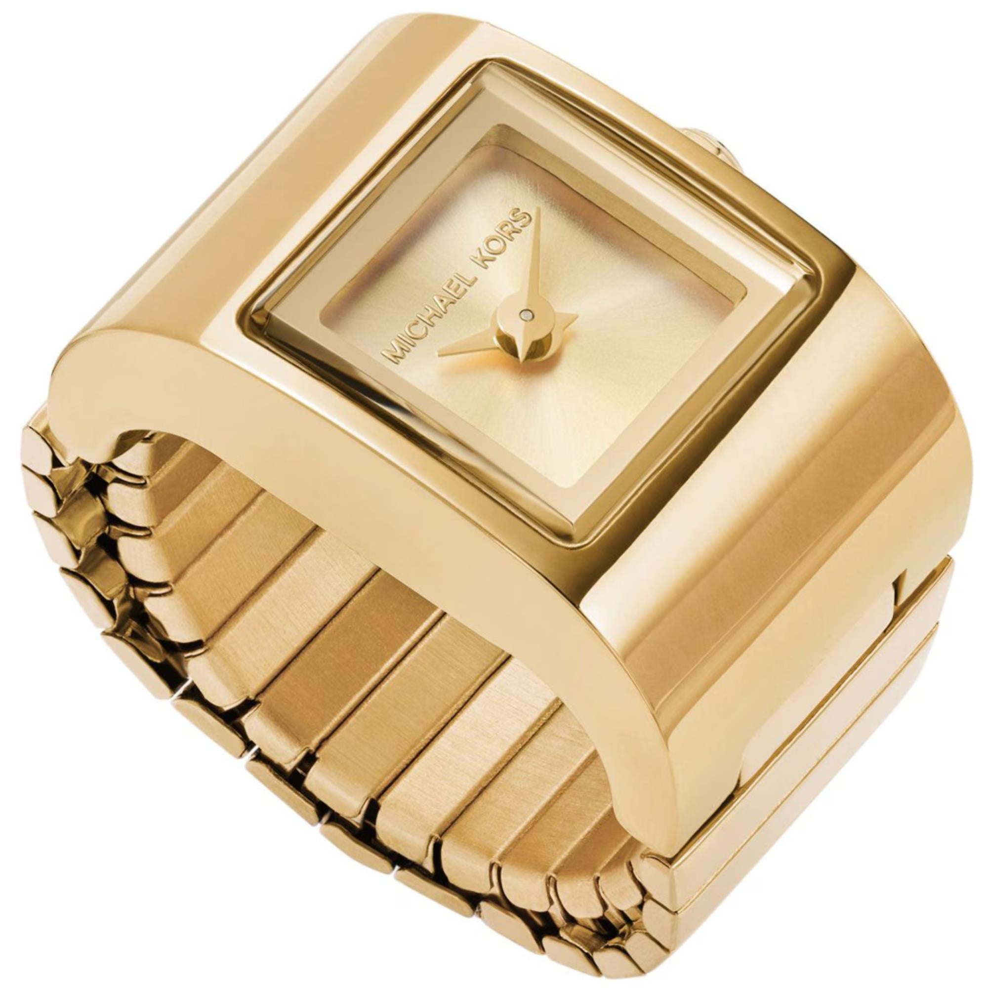 Michael Kors Darrington Gold Dial Gold-Tone Stainless Steel Strap Ladies Watch Ring MK4883