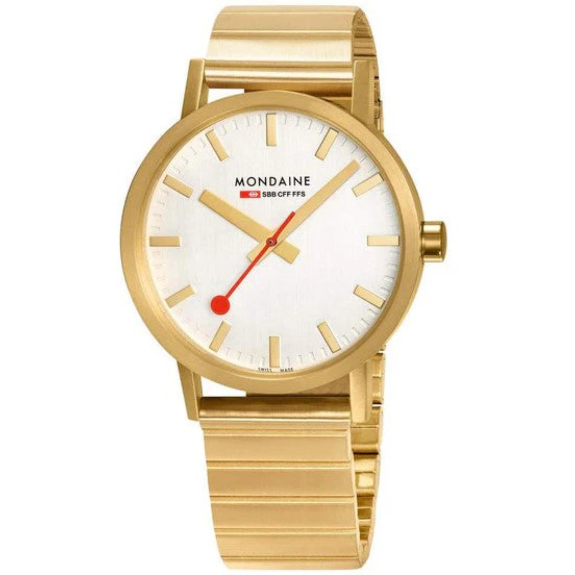 Mondaine Classic IP Plated Gold White Dial Unisex Watch A660.30360.16SBM