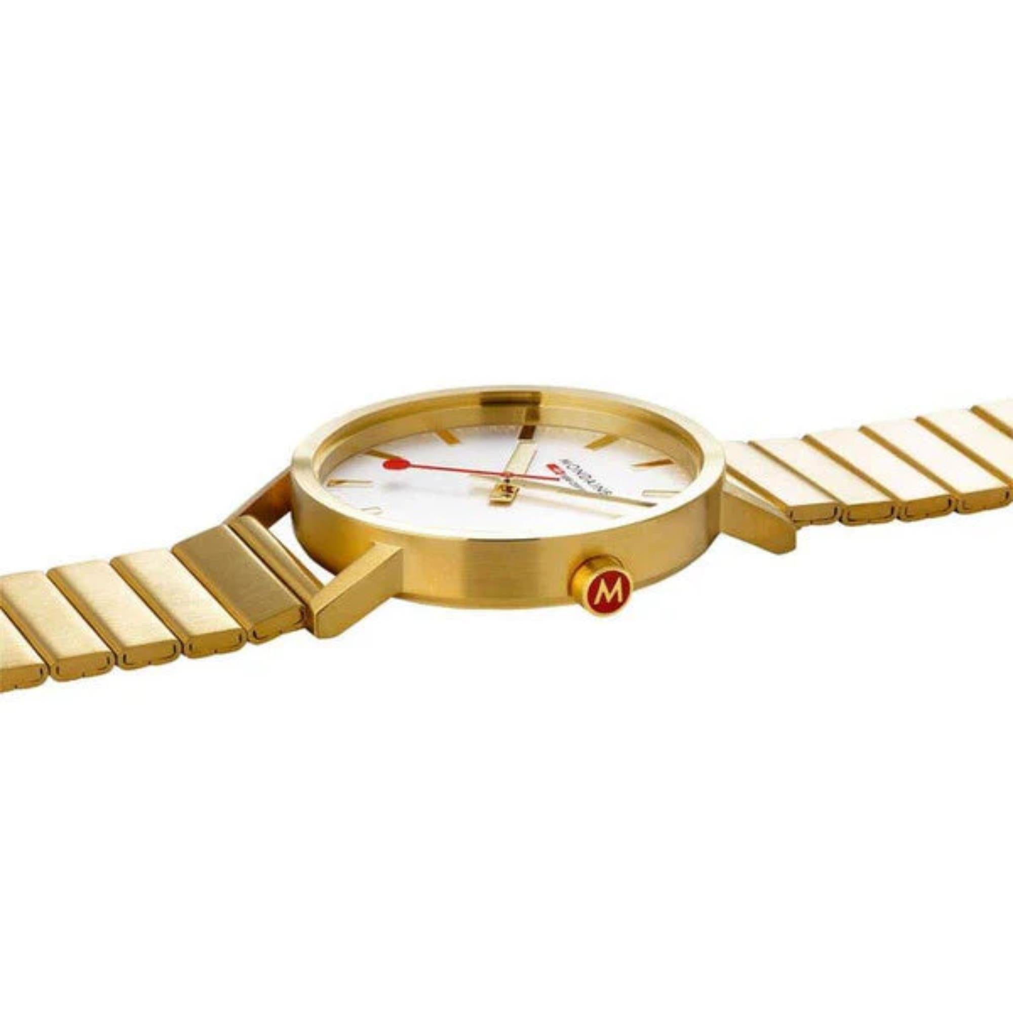 Mondaine Classic IP Plated Gold White Dial Unisex Watch A660.30360.16SBM