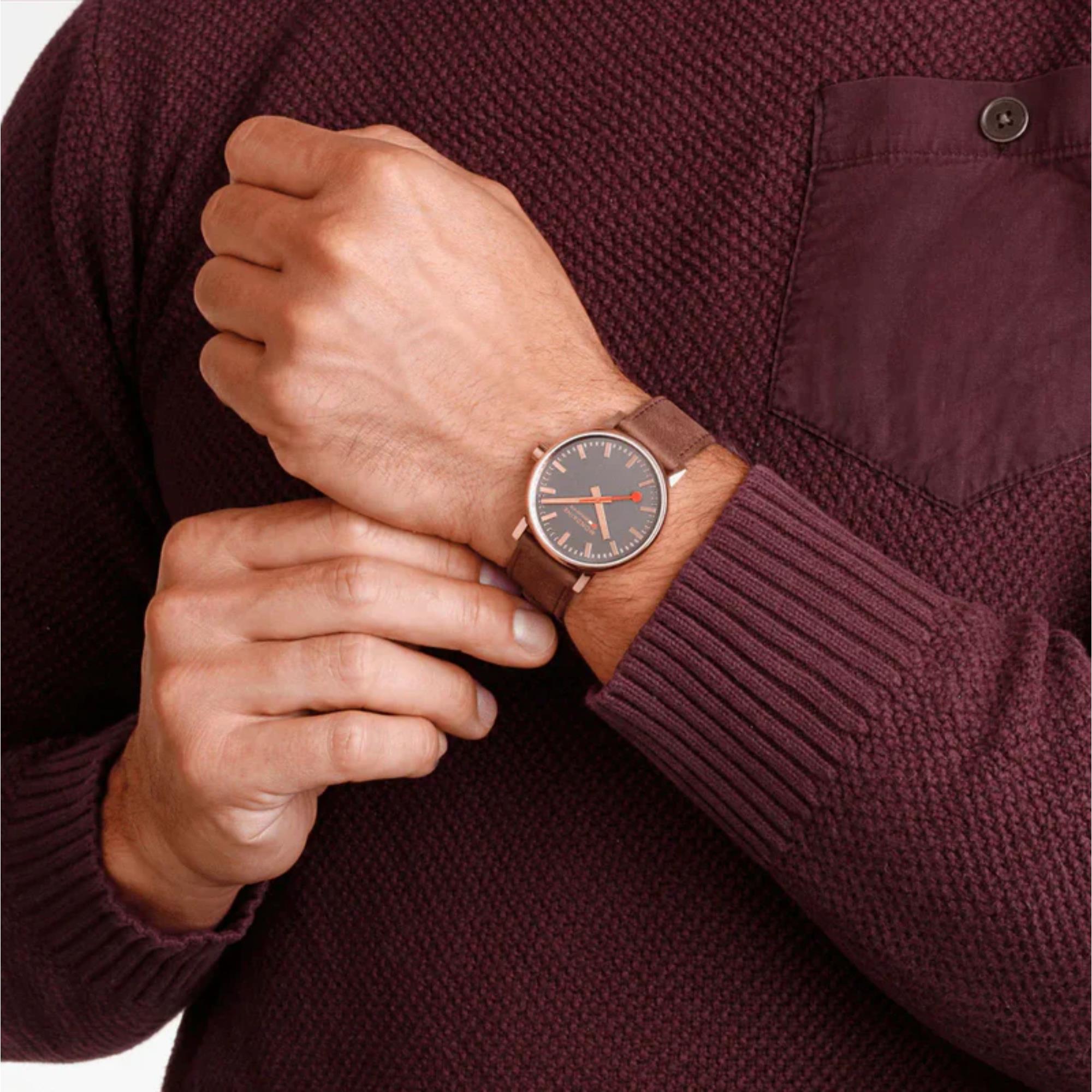 Mondaine Evo2 Rose Gold Grey Brushed Dial Unisex Watch MSE.40181.LG