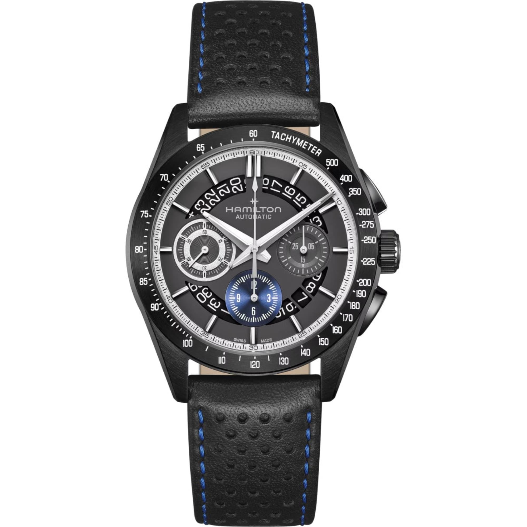 Hamilton Jazzmaster 42mm Chronograph Anthracite Dial Leather Mens Automatic Watch H36646780