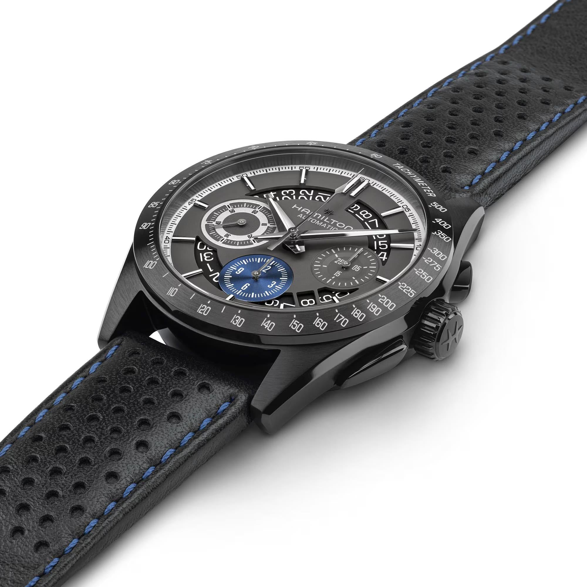 Hamilton Jazzmaster 42mm Chronograph Anthracite Dial Leather Mens Automatic Watch H36646780