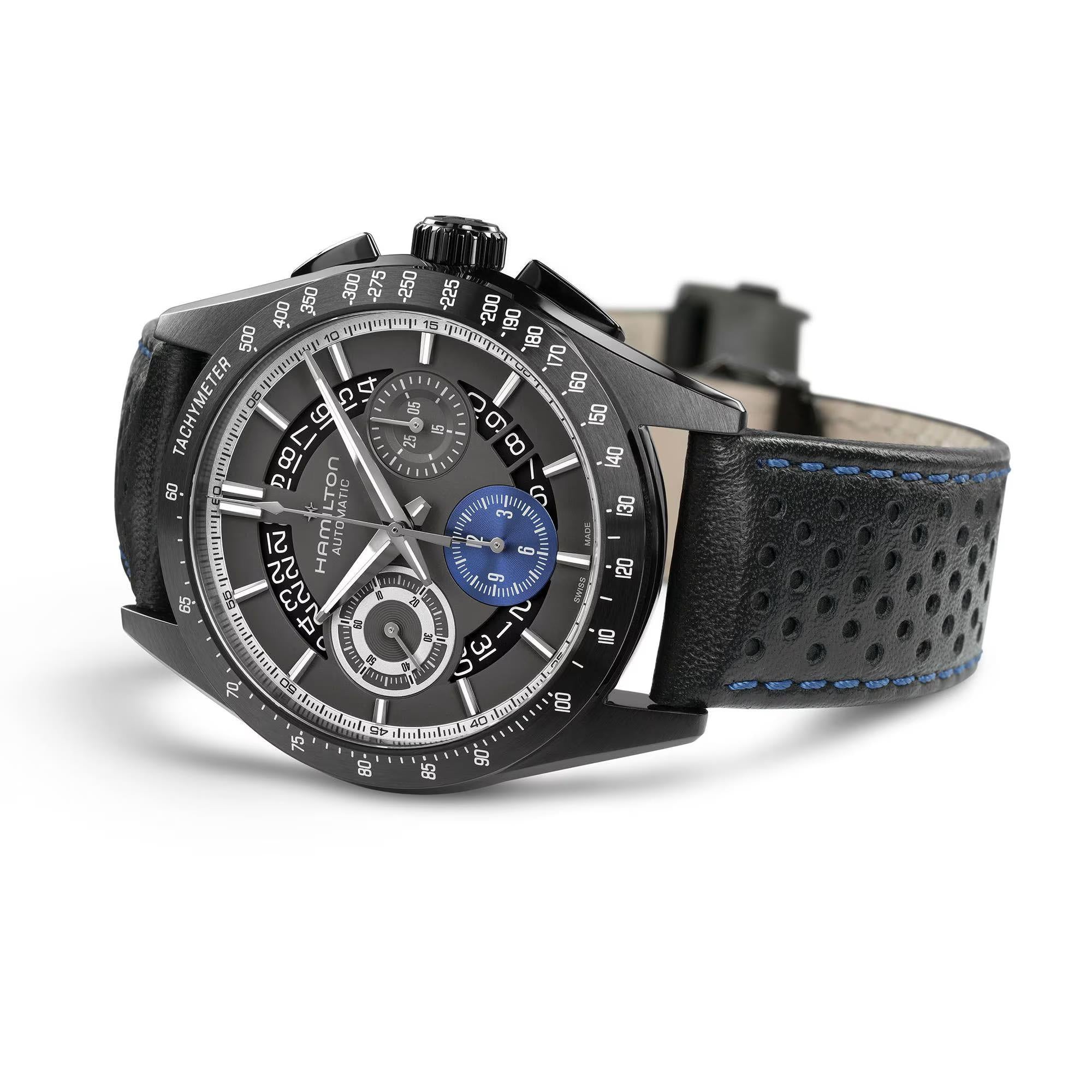 Hamilton Jazzmaster 42mm Chronograph Anthracite Dial Leather Mens Automatic Watch H36646780