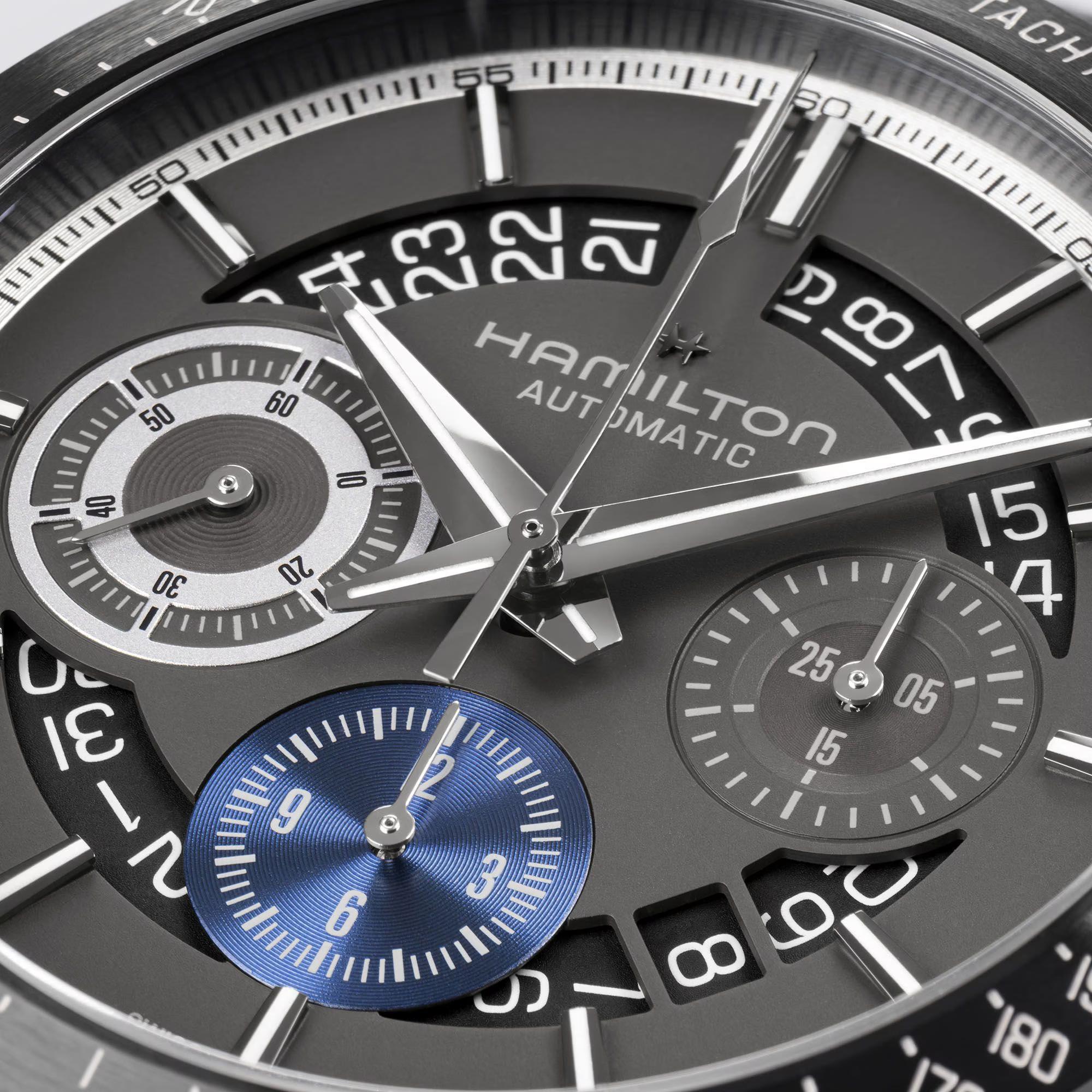 Hamilton Jazzmaster 42mm Chronograph Anthracite Dial Leather Mens Automatic Watch H36646780