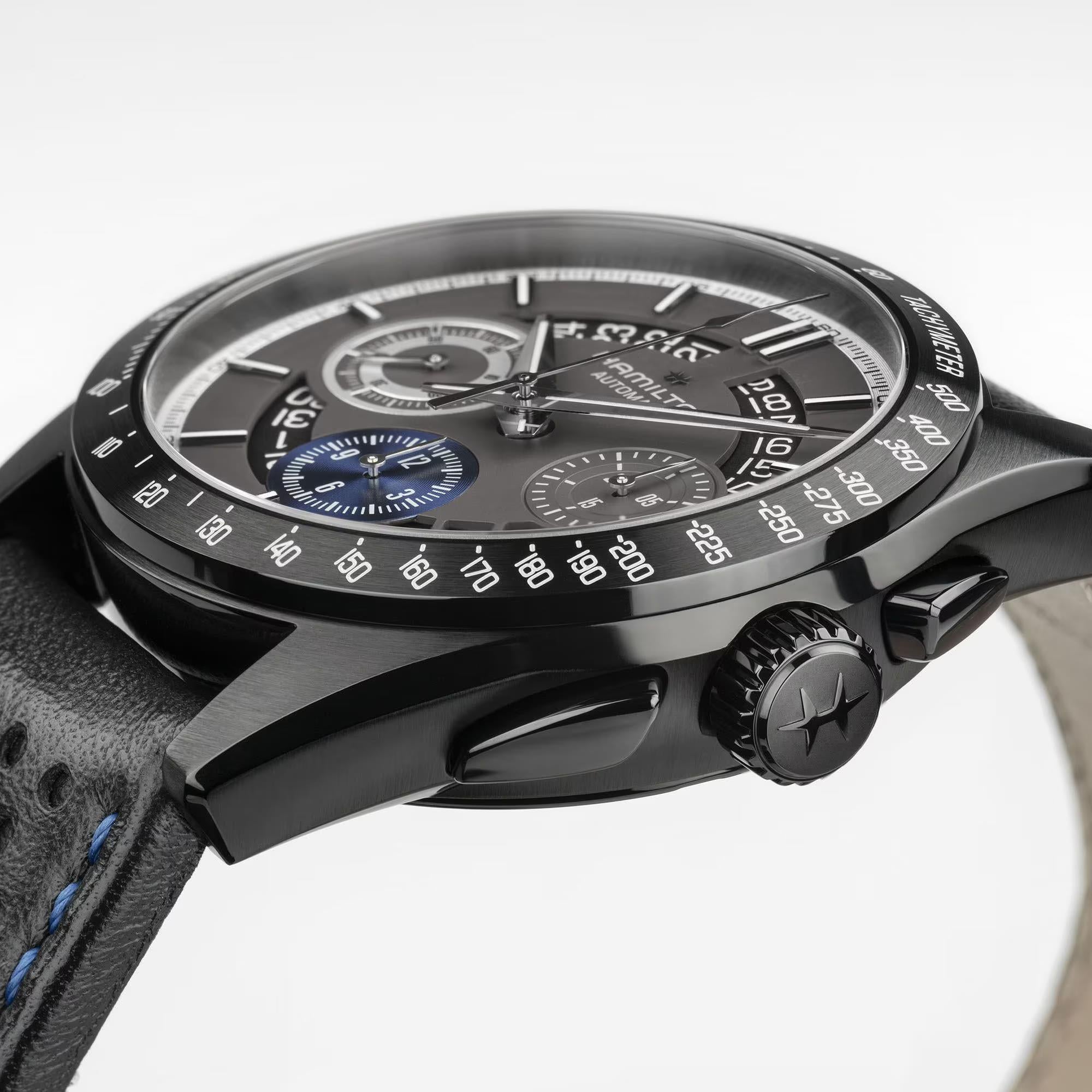 Hamilton Jazzmaster 42mm Chronograph Anthracite Dial Leather Mens Automatic Watch H36646780