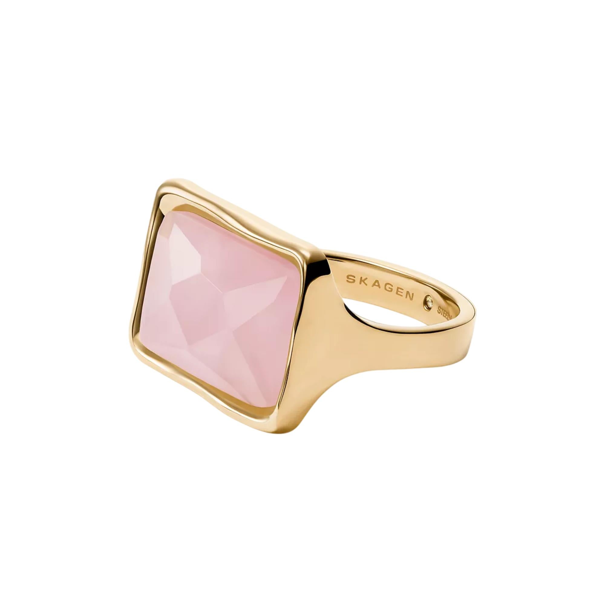 Skagen Anja Rose Quartz Gold-Tone Stainless Steel Cocktail Ladies Ring SKJ1863710-6.5