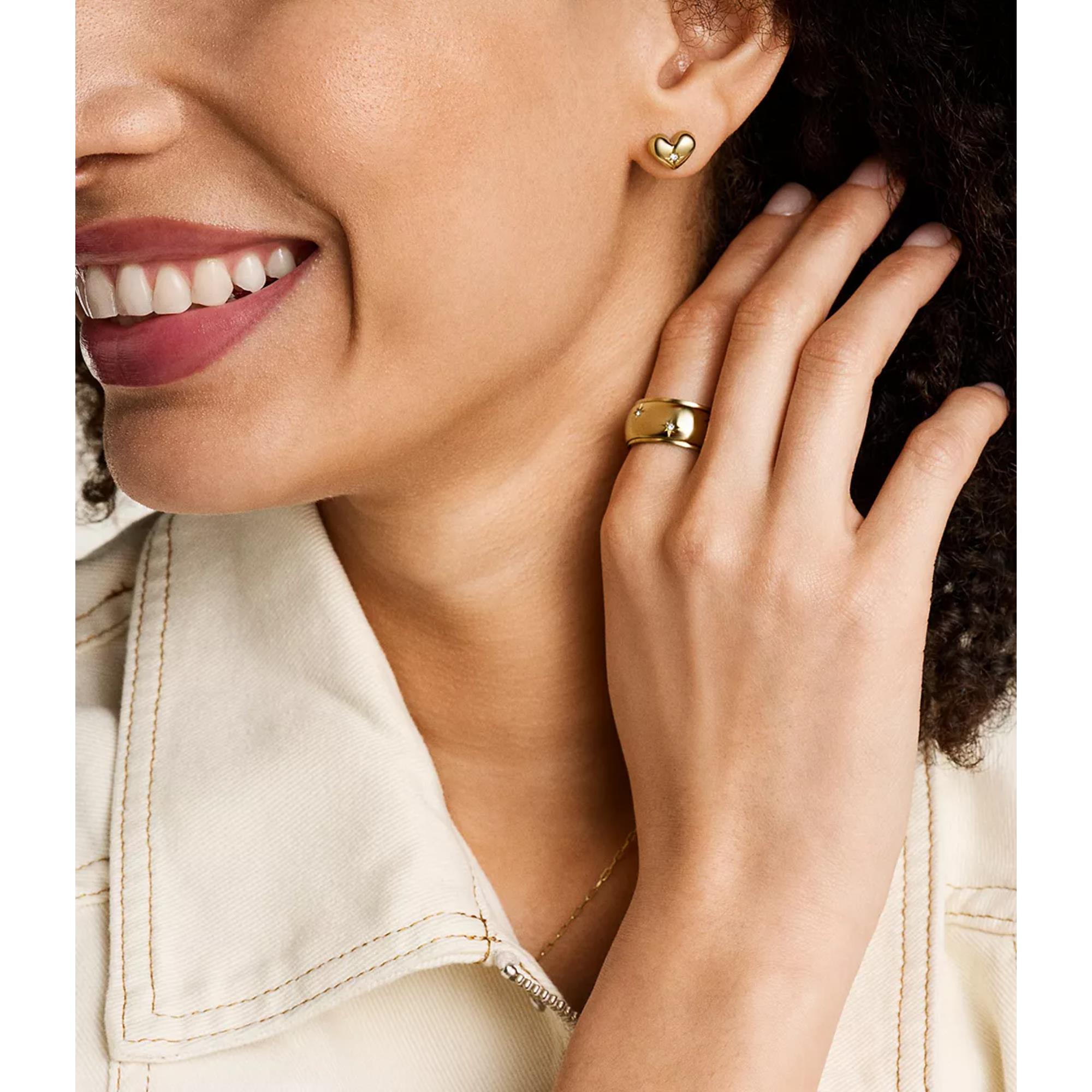 Fossil Sadie All My Love Gold-Tone Stainless Steel Heart Stud Ladies Earrings JF04832710