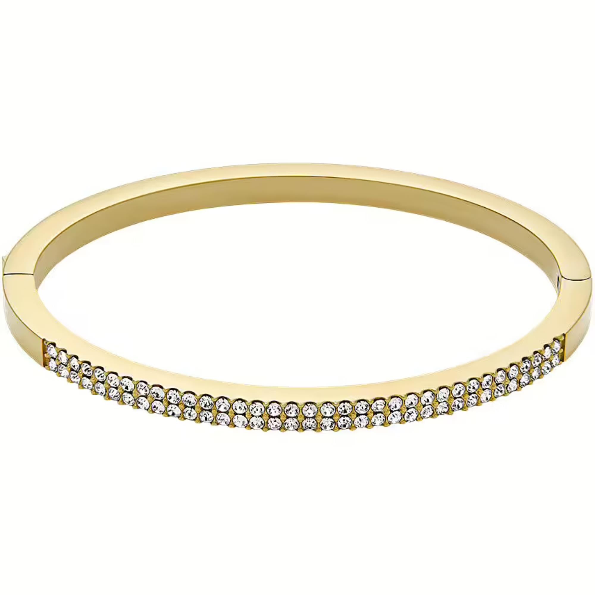 Fossil Ellis Pavé Glitz Gold-Tone Stainless Steel Bangle Ladies Bracelet JF04862710