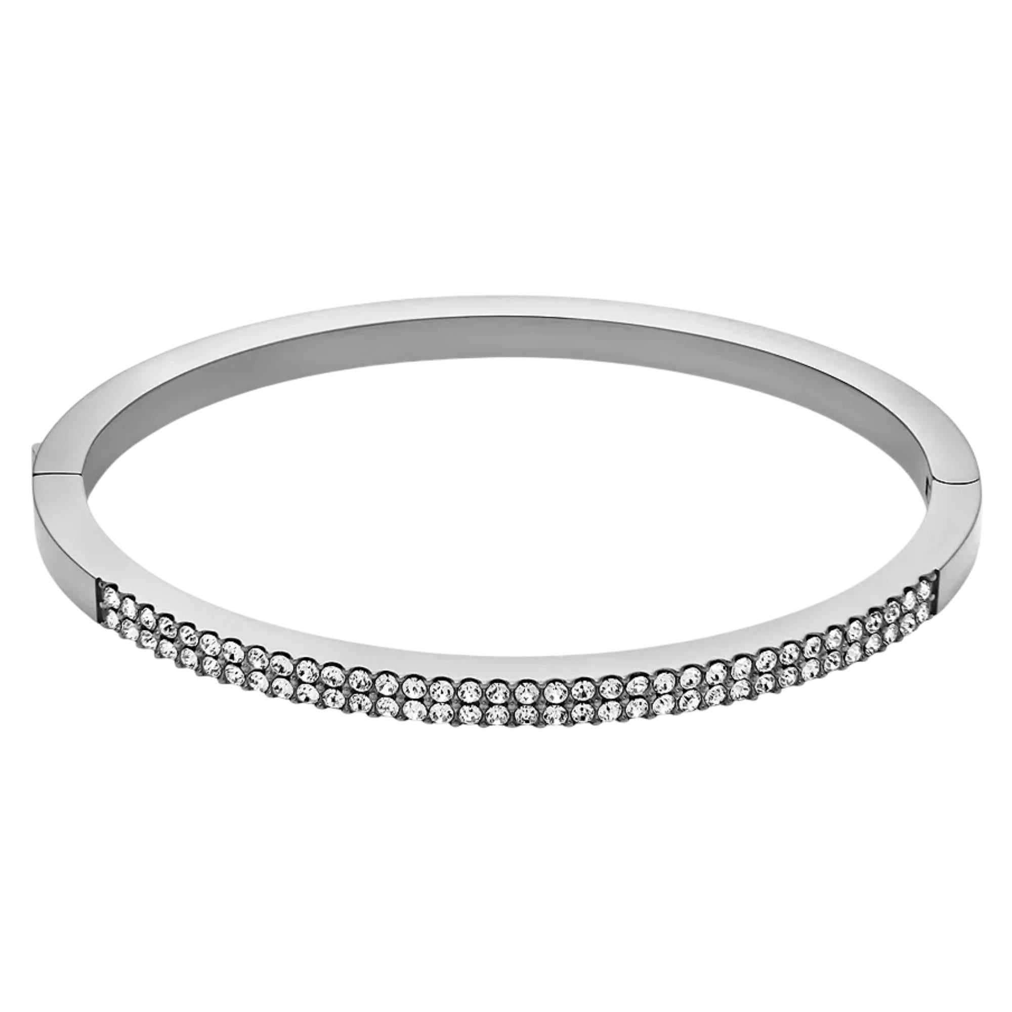 Fossil Ellis Pavé Glitz Stainless Steel Bangle Ladies Bracelet JF04863040