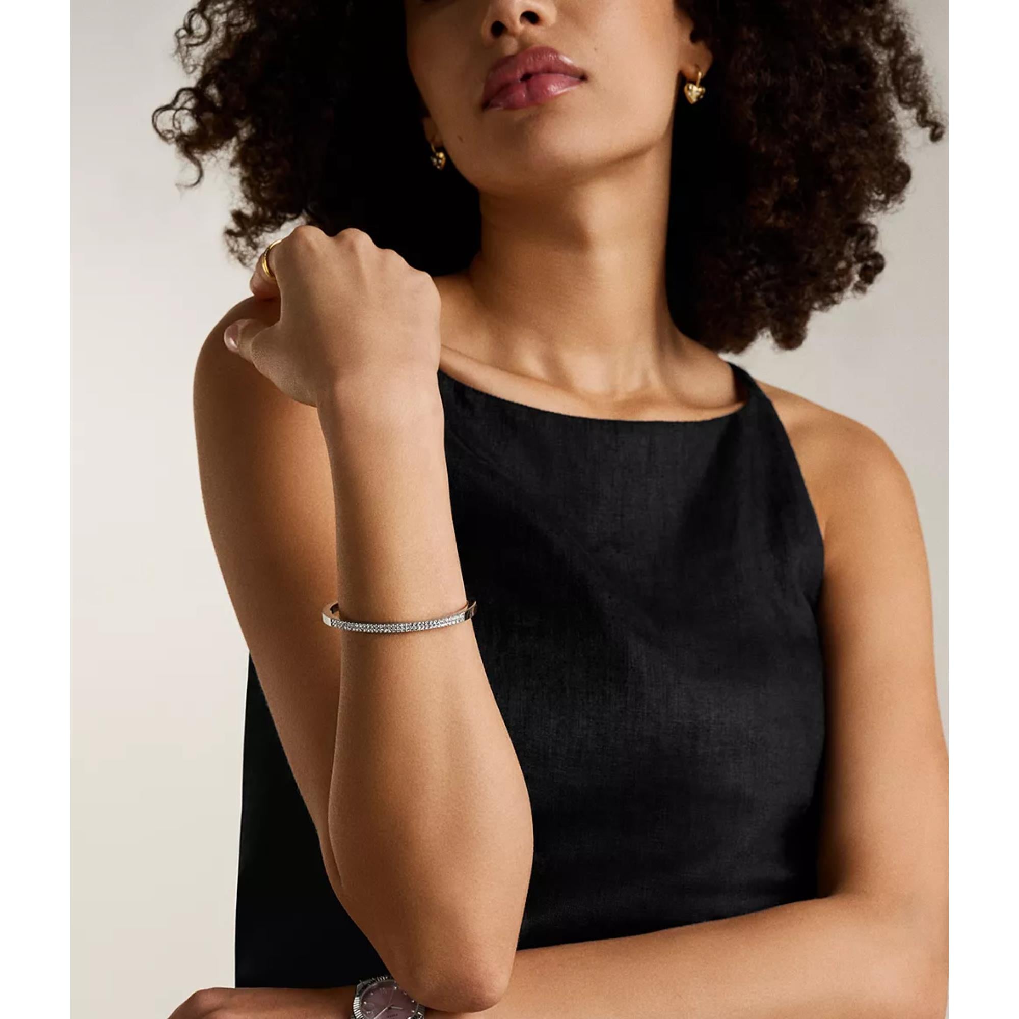 Fossil Ellis Pavé Glitz Stainless Steel Bangle Ladies Bracelet JF04863040