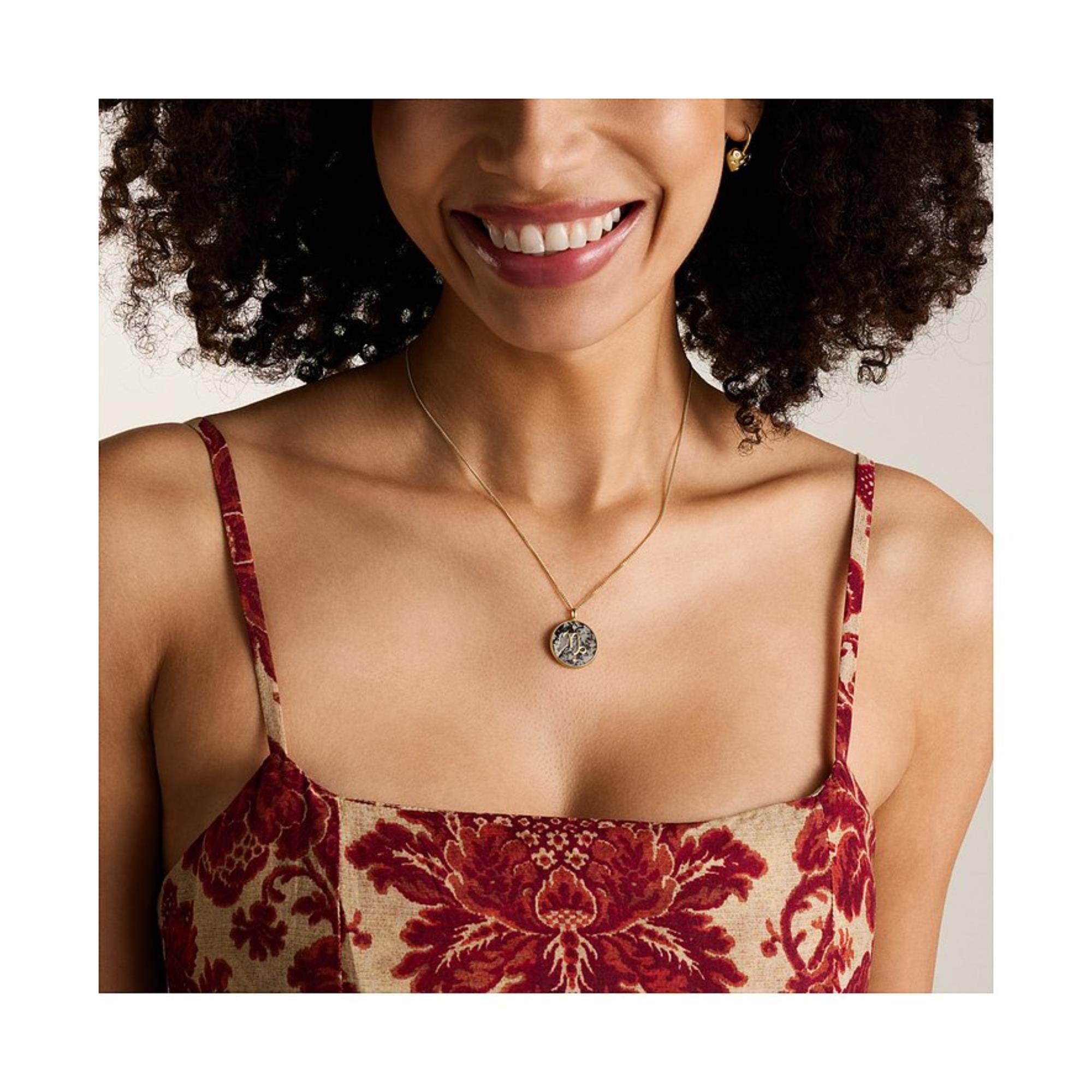 Fossil Written in the Stars Gold-Tone Stainless Steel Gray Hematite Capricorn Pendant Ladies Necklace JF04847710