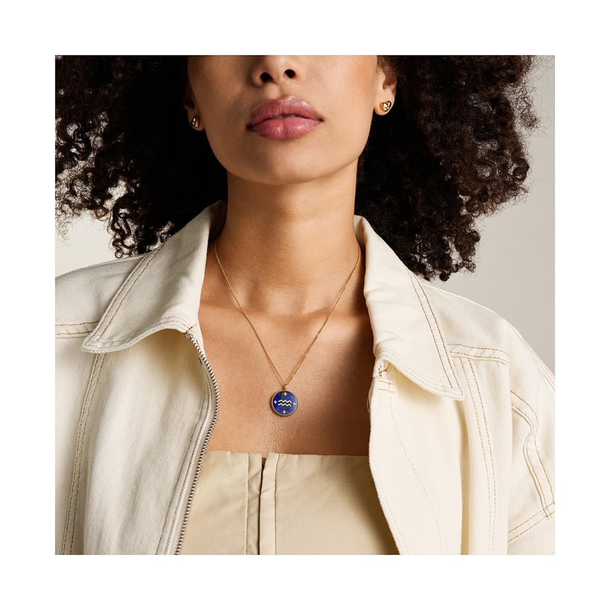 Fossil Written in the Stars Gold-Tone Stainless Steel Blue Lapis Aquarius Pendant Ladies Necklace JF04849710